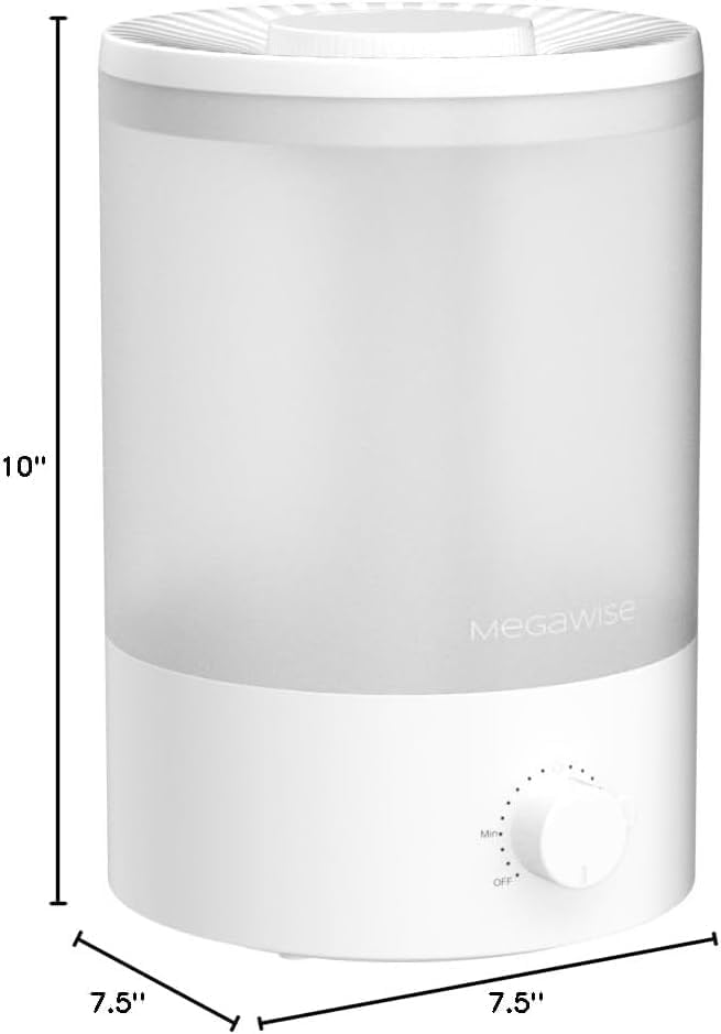 MEGAWISE 3.5L Cool Mist Humidifier – Ultra-Quiet Ultrasonic Vaporizer with Top-Fill Design, Essential Oil Diffuser, 7-Color Night Light & Auto Shut-Off
