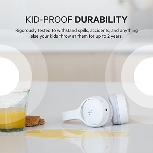 Belkin SoundForm Mini - Wireless Bluetooth Headphones for Kids with 30H Battery Life, 85dB Safe Volume Limit, Built-in Microphone - Kids On-Ear Earphones for iPhone, iPad, Fire Tablet & More - White