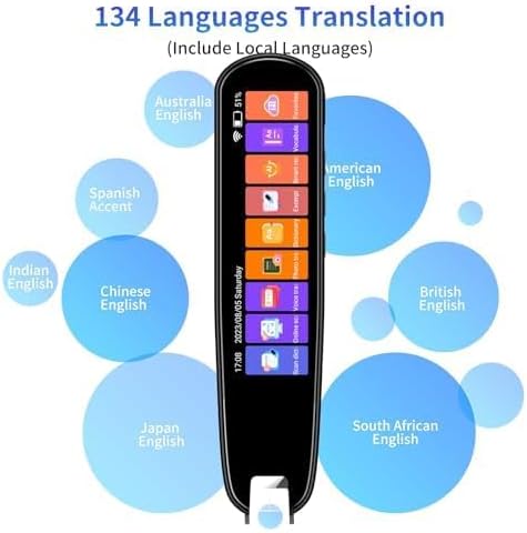 Reading Pen Translator Scanner 142 Languges Voice Photo Translate Device, Real Time Offline Scan Translation Reader, 3.69 inches Screen HD Sound Long Battery Life for Students Adults (White)