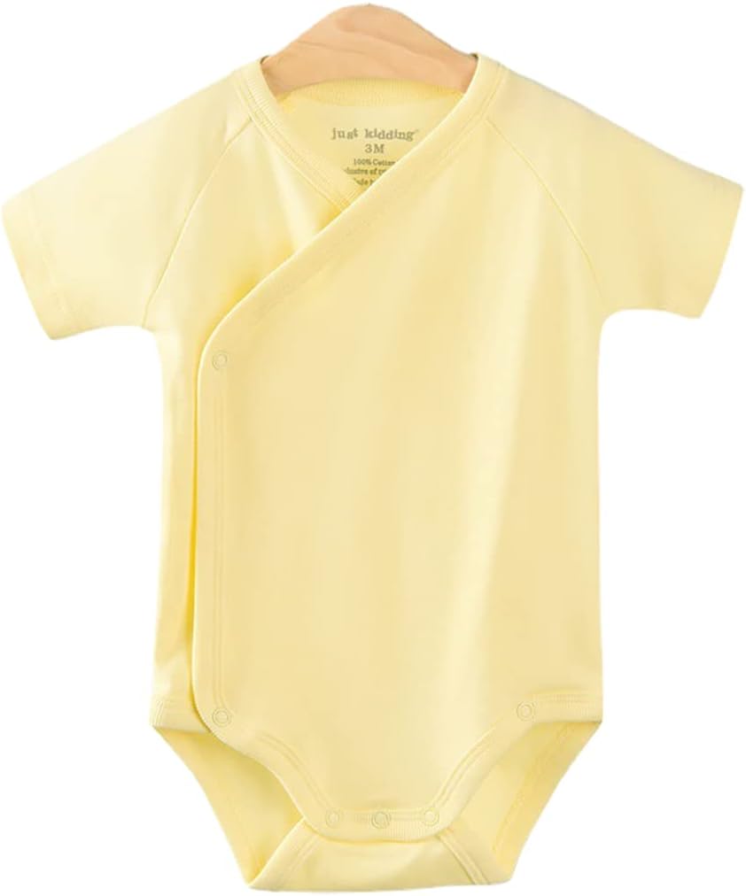 Baby Boys Girls Short Sleeves Kimono Clothes Cotton Baby Side-Snap Bodysuit Pack of Baby Layette Set