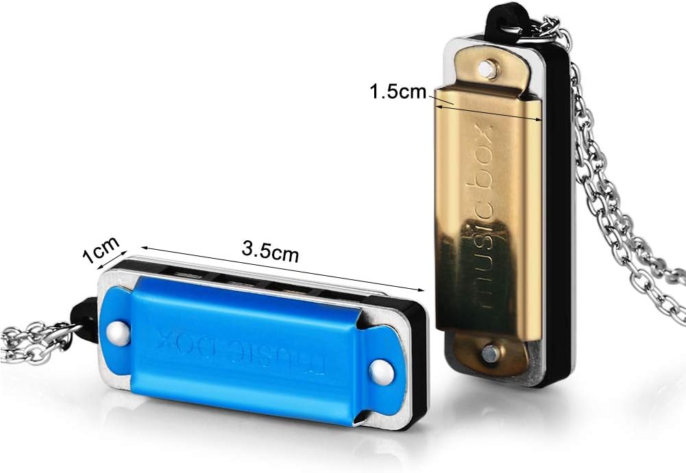 Mini Harmonica Necklace - Adorable Mini Harmonica Necklace Music Party Favor, 9 pcs Cute Mini Harmonica 4 Hole 8 Tone Necklace, Random Color