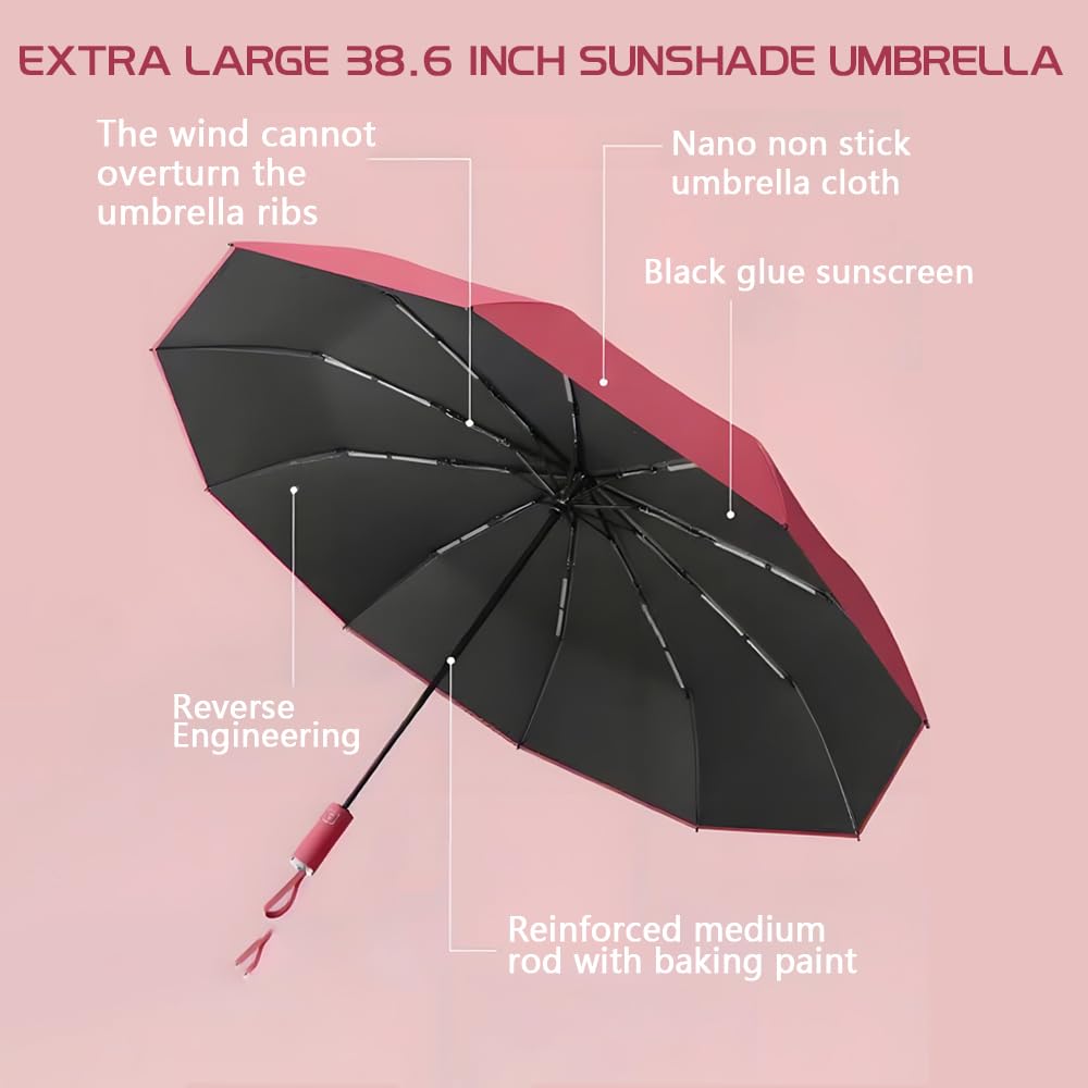 Universal Stroller Umbrella Attachment, 360° Adjustable Clamp, Sun and Rain Protection, for All Kinds of Strollers(Red)