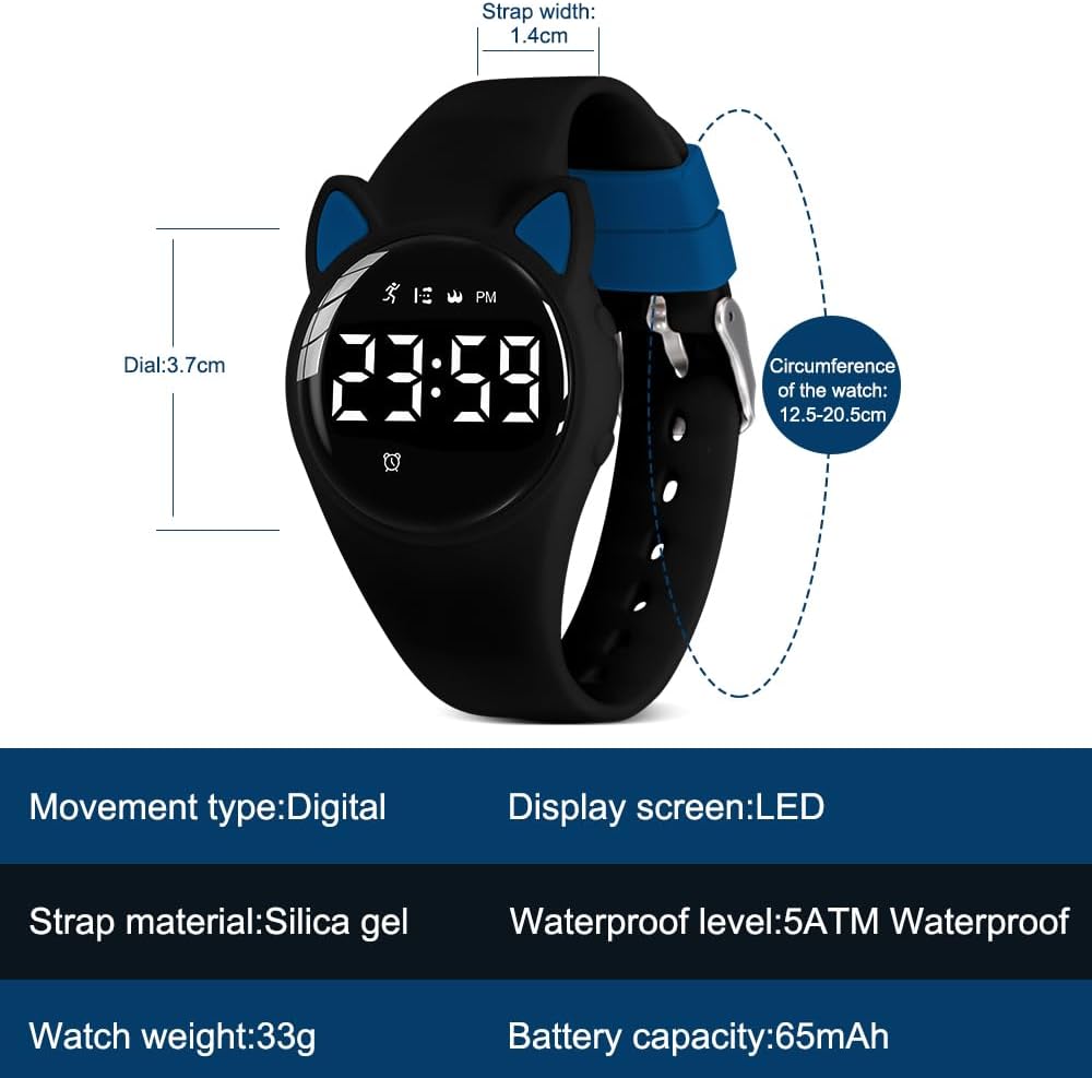 Kids Watches for Girls Boys Digital Sport Watch with Step Counter Pedometer Vibration Alarm Clock, No App Waterproof Fitness Tracker Kids Watch Boys Girls Teens Students Ages 5-16