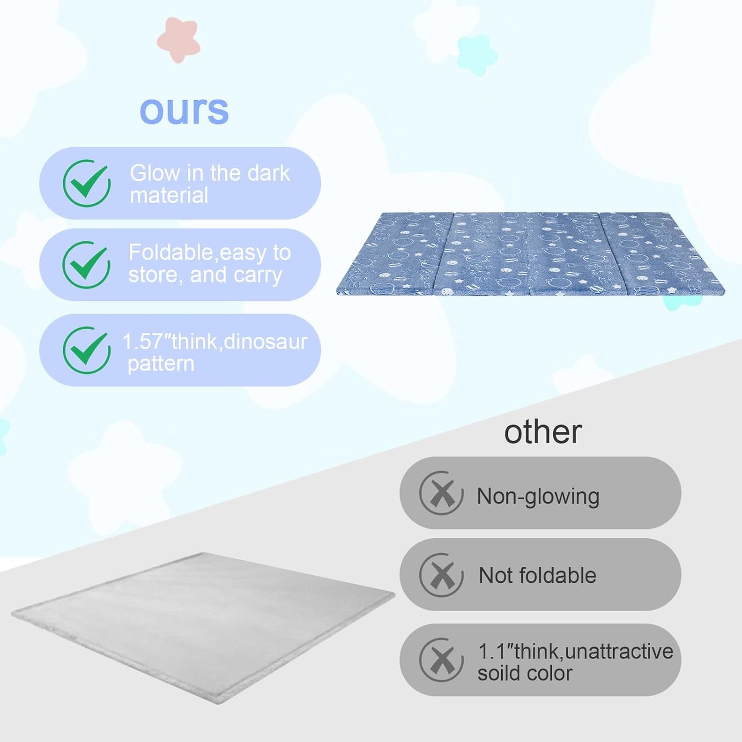 MeMoreCool Kids Floor Futon Mattress Large 6x4 FT, Thicken Foam Tatami Mattress for Children Play Area, Foldable Sleeping Pad Crawling Tatami Mat for Playroom