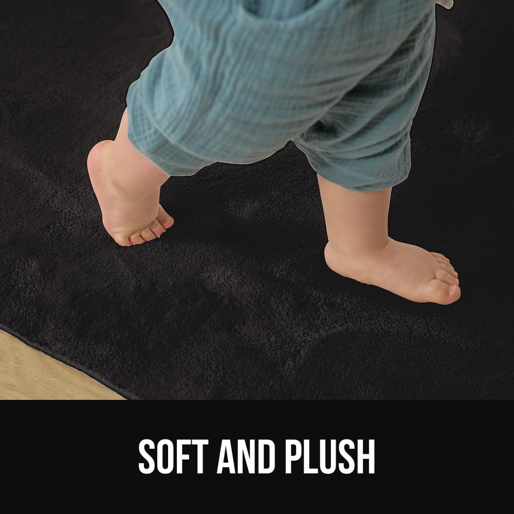 GORILLA GRIP Ultra Soft Washable Area Rug, Stain and Slip Resistant Plush Thick Carpet for Bedroom Living Room, No Shed Floor Rugs, Pet Friendly, Dorm Essentials, Kids Nursery Home Decor, 2x3, Black
