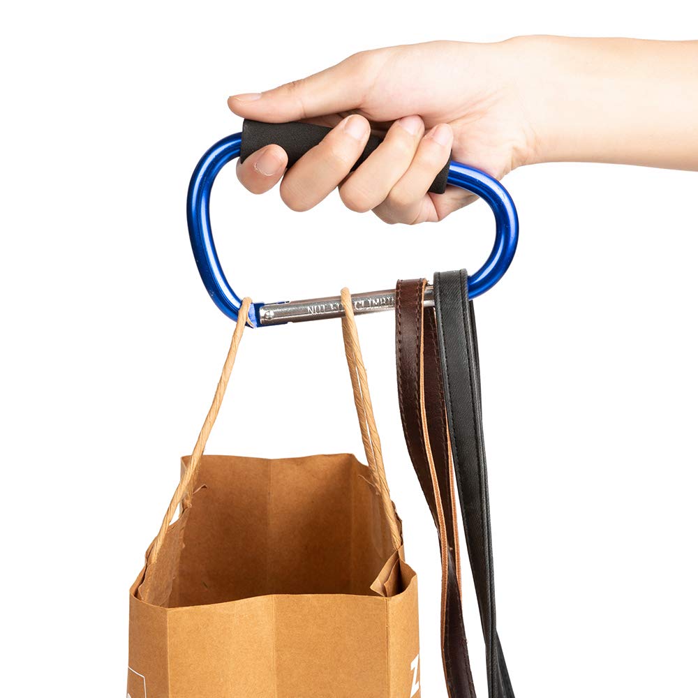 Funbliss Stroller Hooks by Baby,2 Pack Convenient Organizer Hook Bag Clips to Diaper Bags Clothing,Purses,Groceries,Great Hook Set for Mommy When Walking or Shopping Blue