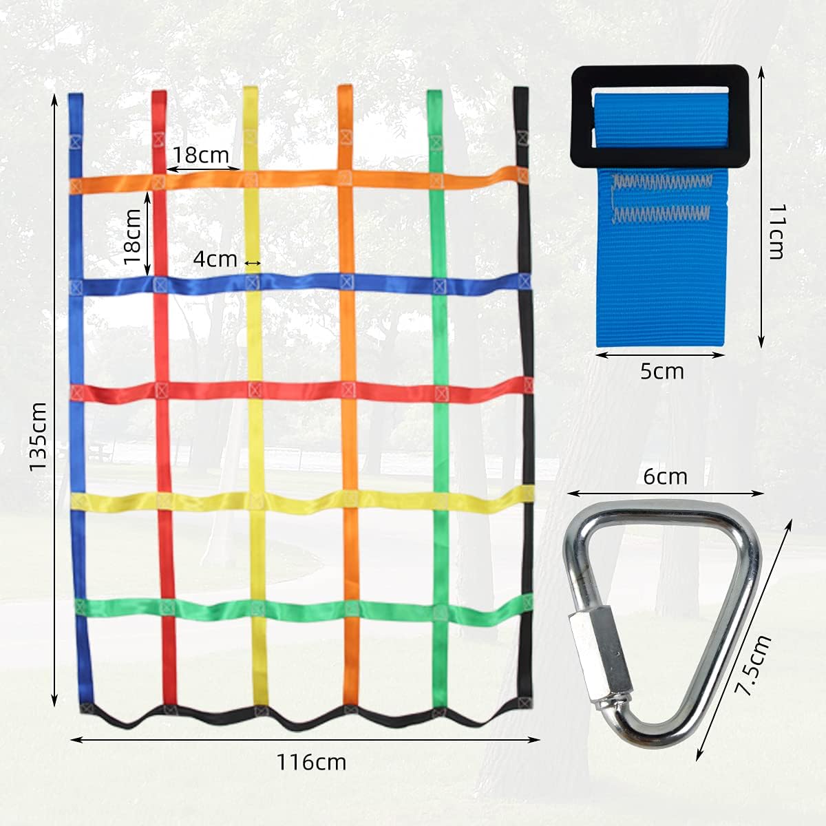 Gentle Booms Sports Climbing Cargo Net for Kids, 3.8X4.4ft Climbing Net with 7.1 X 7.1 inches Small Grid for Ninja Warrior Obstacle Course