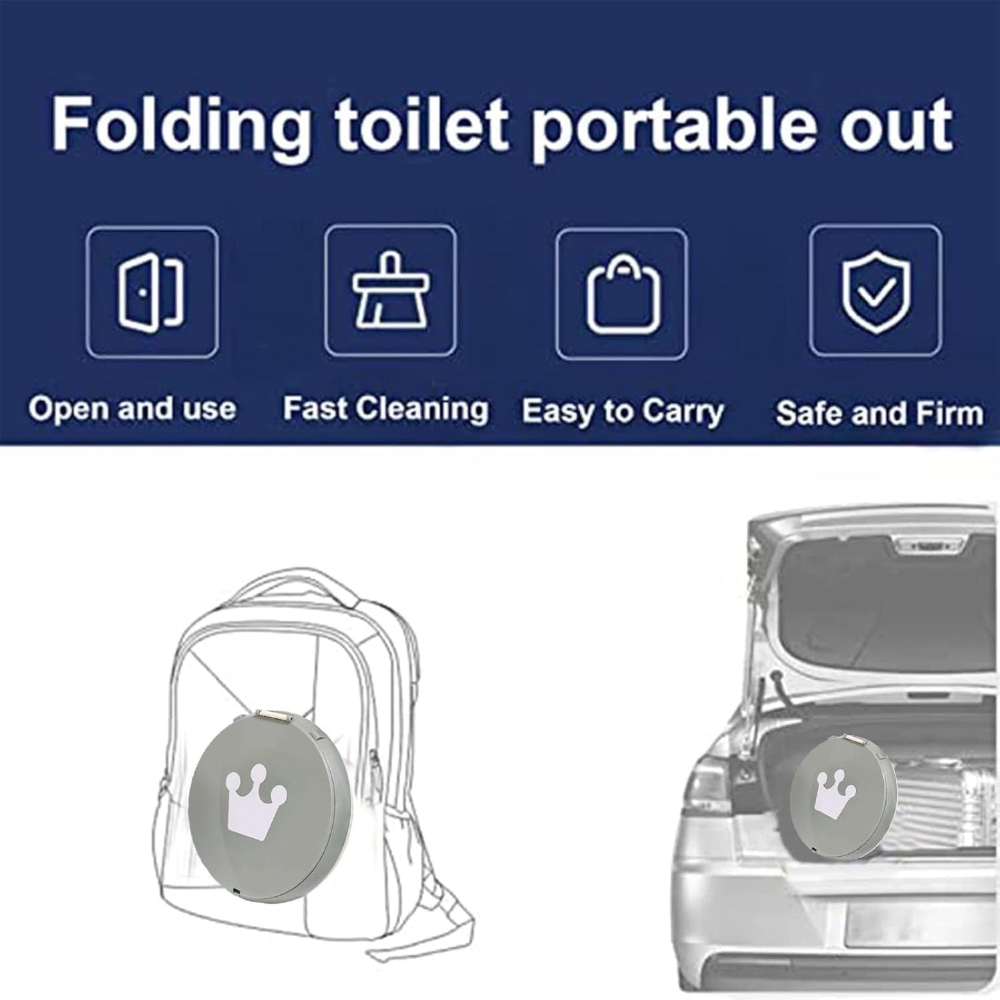 Travel Potty for Toddler, Portable and Foldable Toilet, Apply to Seat Emergency Toilet for Car, Camping, Outdoor, Indoor (grey, large)