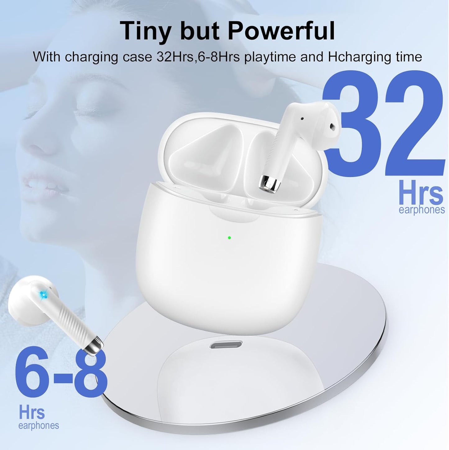 AI Translation Earbuds Real Time with Audio and Video Calls, 3-in-1 Language Translator Earbuds Support 164 Languages and 7 Translation Modes, 32H Buletooth 5.3 Headphones with Mic, White