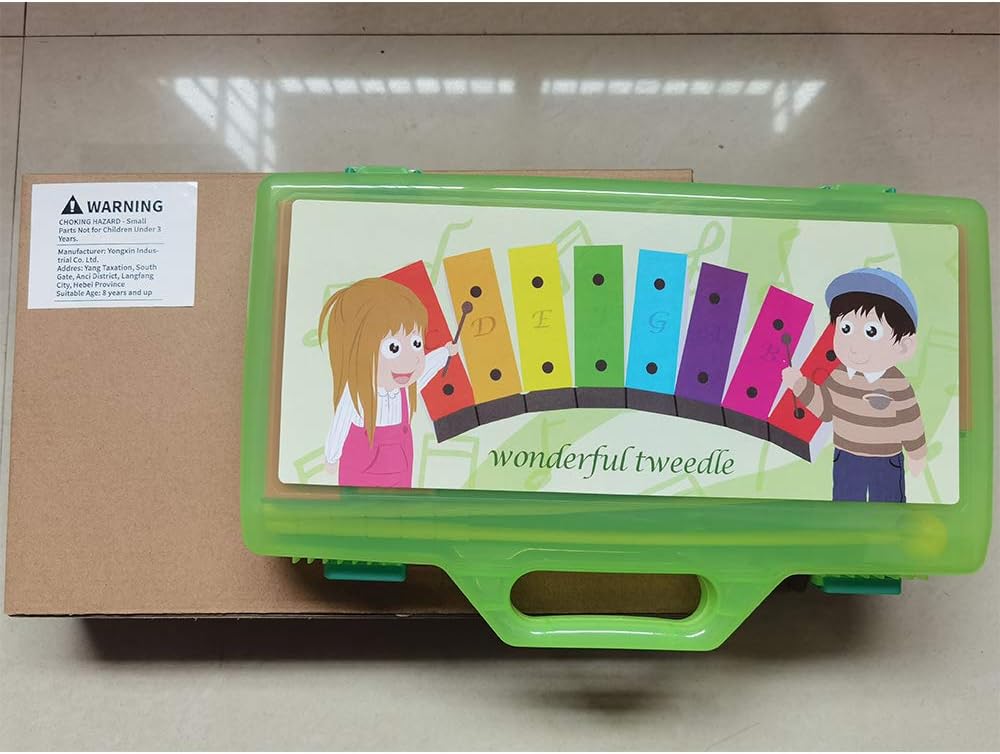 ENNBOM Xylophone Glockenspiel 8 Notes Chromatic Resonator Bells with Green Case