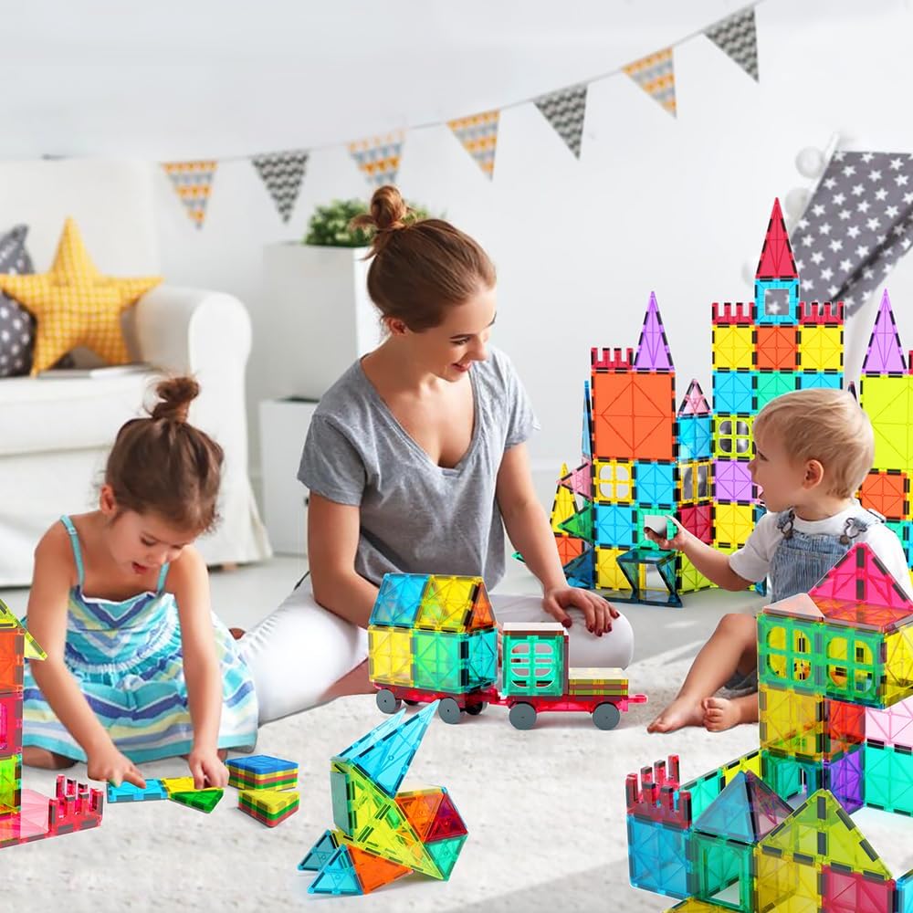 Jasonwell 108PCS Magnetic Tiles Building Blocks Set for Boys Girls Preschool Educational Magnet Construction Kit Stacking STEM Toys Christmas Birthday Gifts for Kids Toddlers 3 4 5 6 7 8 9 + Year Old