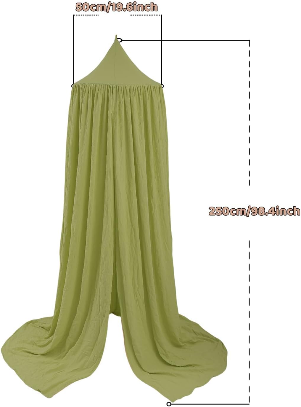 Cotton Kids Bed Canopy, Nursery Room Baby Crib Hanging Curtain Mosquito Net Hideaway Bedding Children Reading Nook Decoration, Pastel Neutral Color for Boys & Girls (Green)