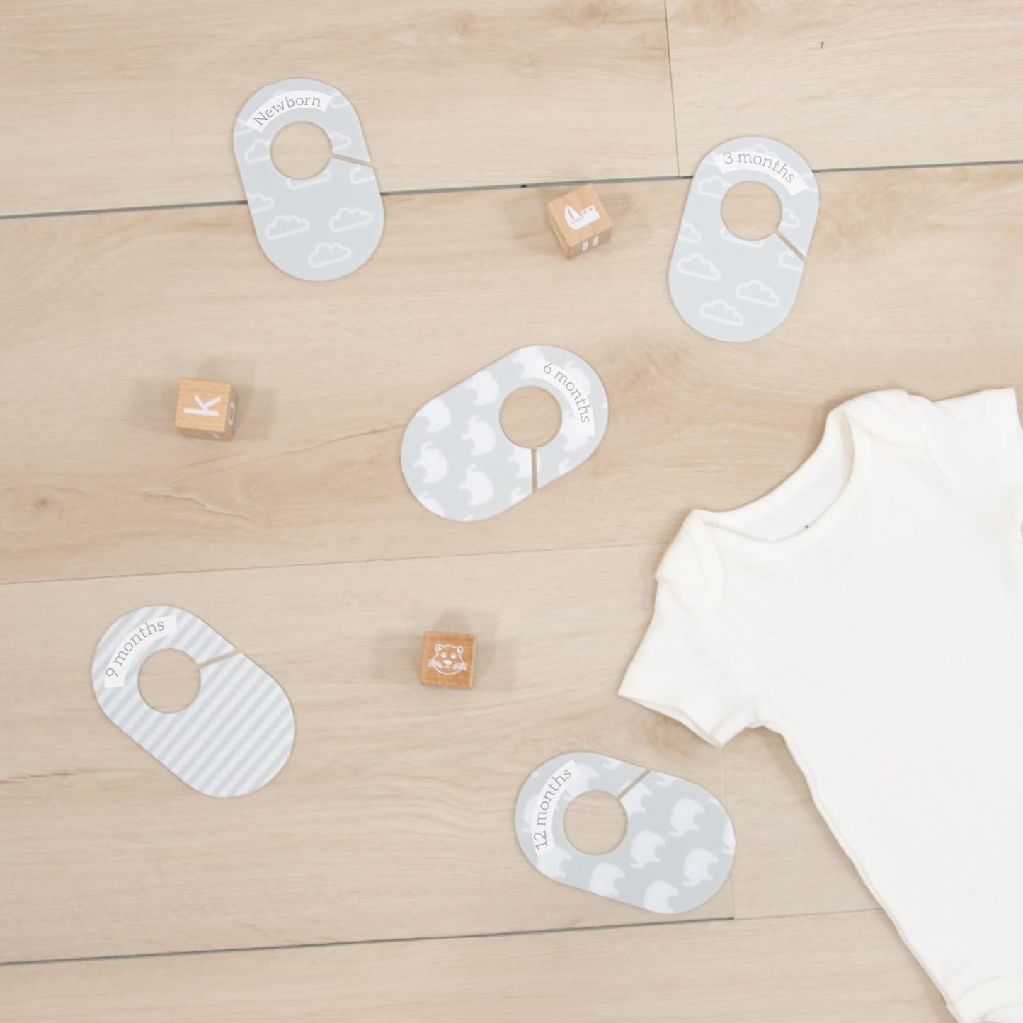 The Peanutshell 10 Pack Baby Closet Dividers Boy or Girl, Baby Clothes Organizer, Toddler Hanger, Closet Size Dividers, Nursery Organization for Clothing Storage, Newborn to 2T; Elephant Nursery Decor