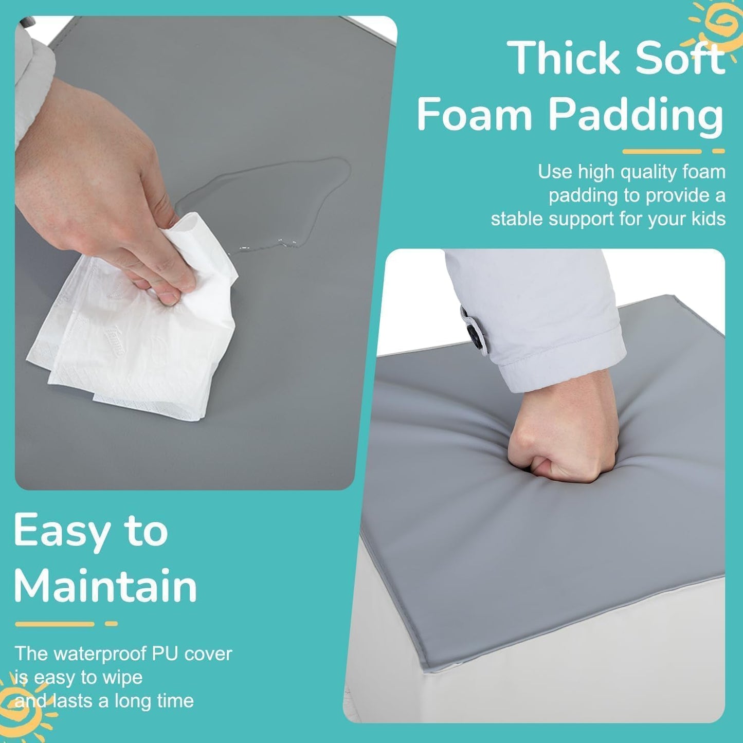 PayLessHere Climbing Toys for Toddlers 5 Piece Corner Foam Climbing Blocks Set with Soft Foam and Strong Structure for Babies 1-3 Crawling and Sliding Activity Play Indoor(Blue, 5 Piece)