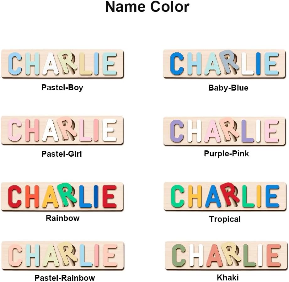Personalized Name Puzzle for Kids, Personalized Baby Gifts Custom Name Puzzles for Toddlers 1-3 Animal Puzzle, Customized 1st Birthday for Girls & Boys Wooden Puzzle Montessor Toys for Kids