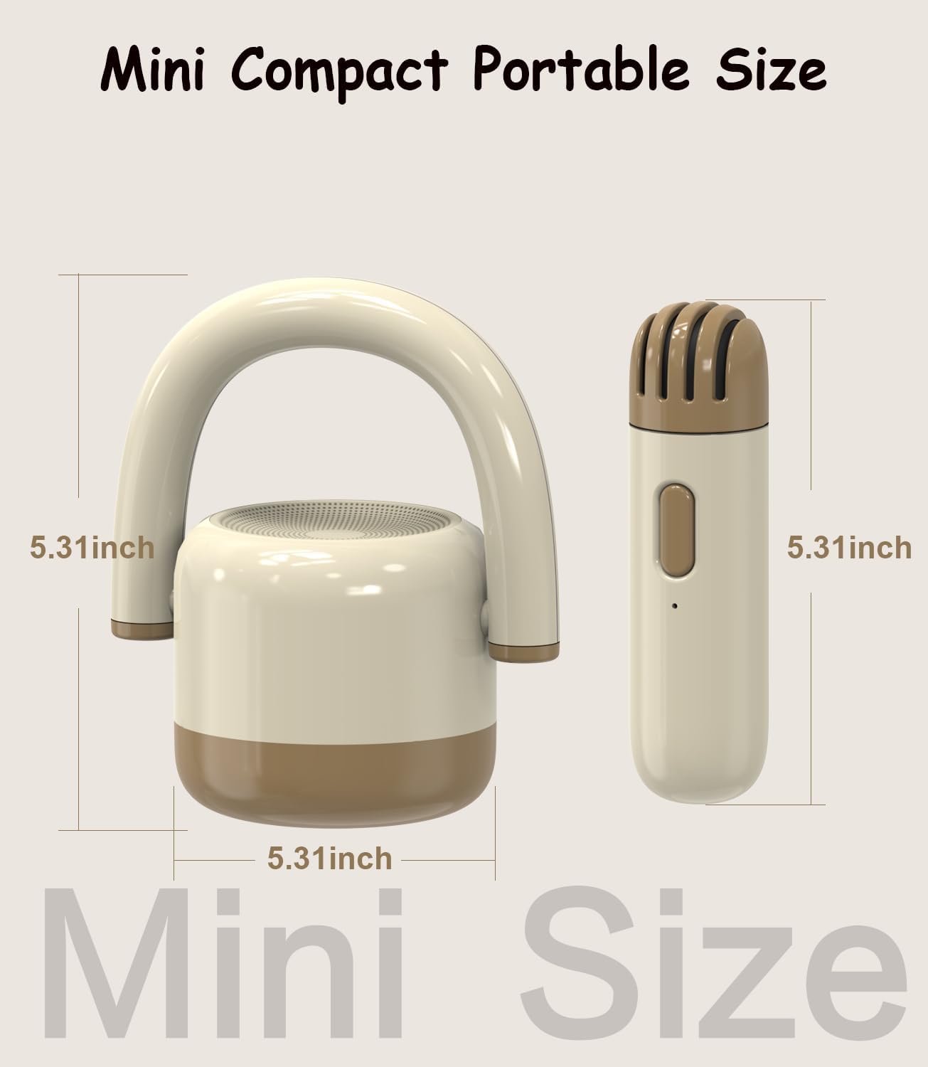 EWA Portable Mini Metal Karaoke Machine, Bluetooth Karaoke Speaker with 2 Wireless Microphones, Ideal Gifts for Girls Boys Family Home Party Birthday Christmas Toys Gifts-(Beige)