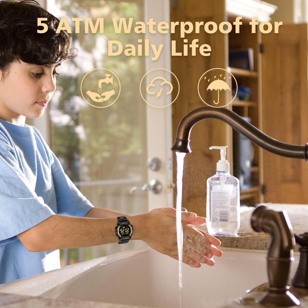 Kids Watch,Boys Watch for 3-15 Year Old Boys,Digital Sport Outdoor Multifunctional Chronograph LED 50 M Waterproof Alarm Calendar Analog Watch for Children with Silicone Band,Kids Gift