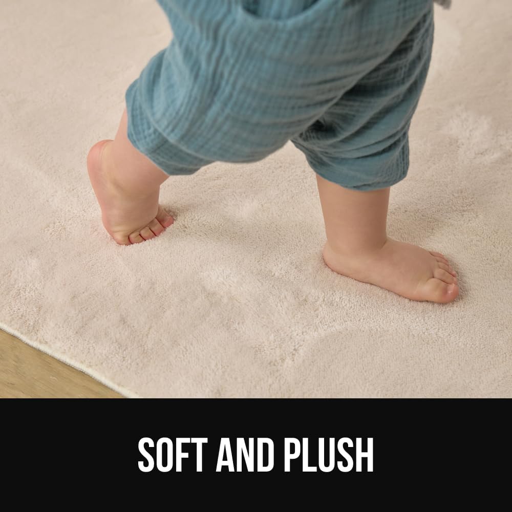 GORILLA GRIP Ultra Soft Washable Area Rug, Stain and Slip Resistant Plush Thick Carpet for Bedroom Living Room, No Shed Floor Rugs, Pet Friendly, Dorm Essentials, Kids Nursery Home Decor, 2x3, Ivory