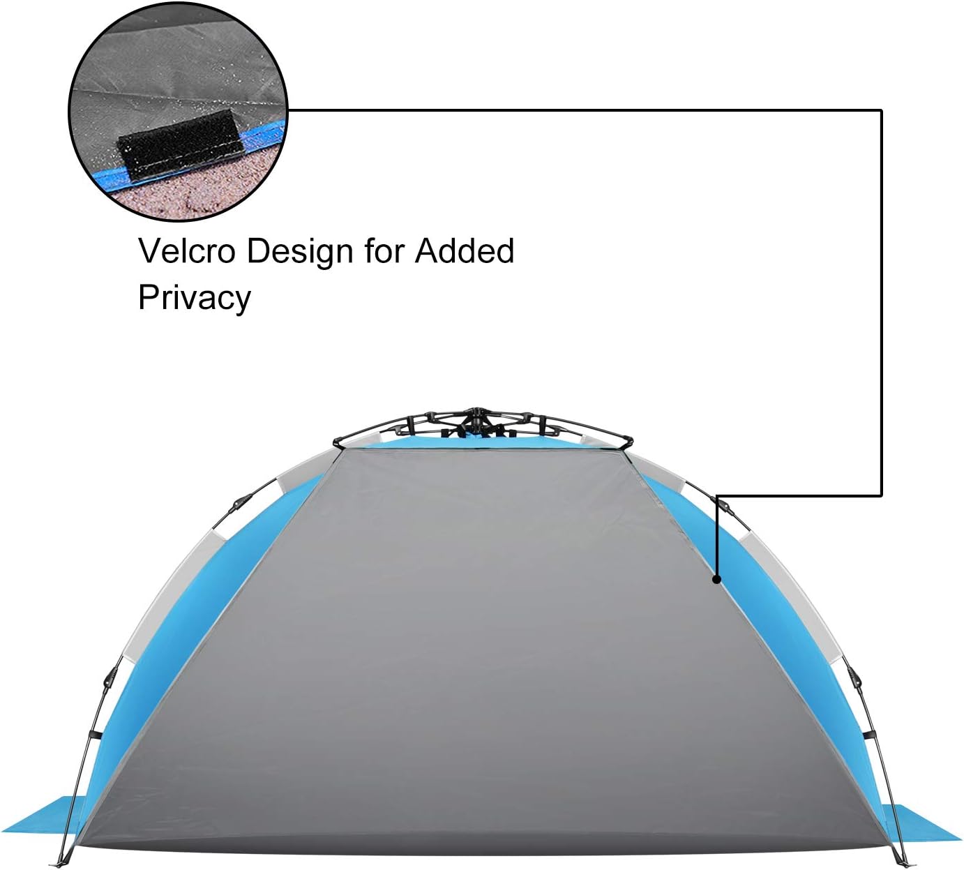Oileus X-Large 4 Person Beach Tent Sun Shelter - Portable Sun Shade Instant Tent for Beach with Carrying Bag, Stakes, 6 Sand Pockets, Anti UV for Fishing Hiking Camping, Waterproof Windproof, Blue