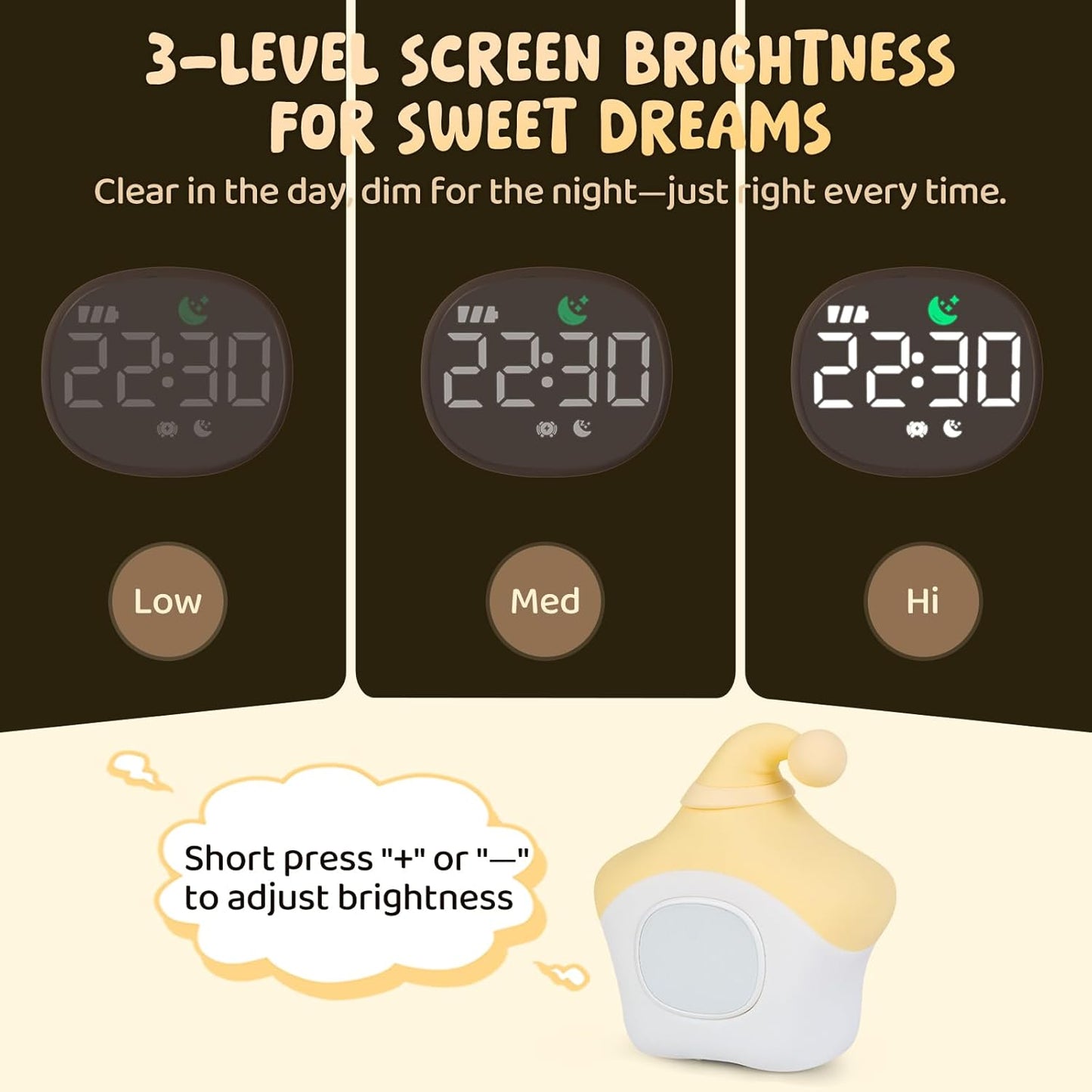 Star Alarm Clock with Night Light for Kids with Sleep Training and Sound Machine, Rechargeable Silicone Lamp OK to Wake Clock,Cute Animal Tabletop Lamp, Perfect Sleep Companion for Boys Girls, Yellow