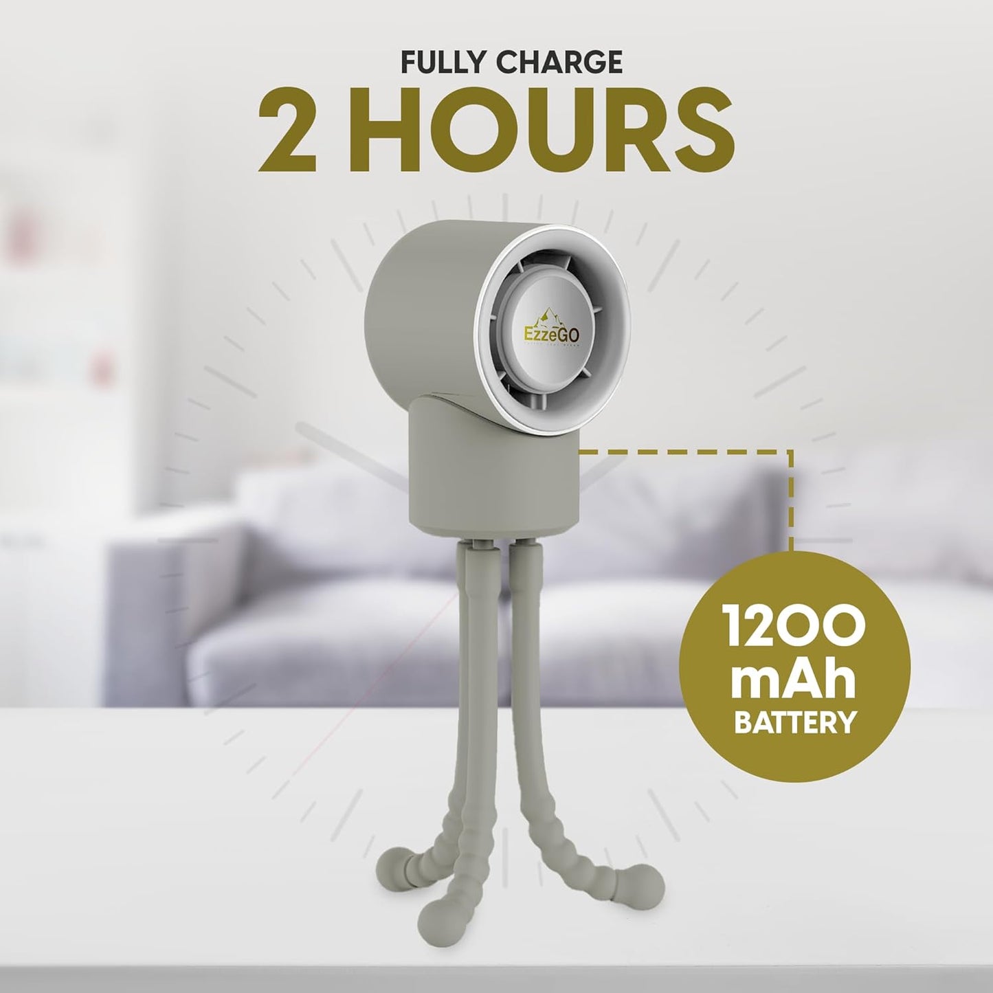 Portable Mini Travel Stroller Fan - Battery Operated, Clip On, Small, Handheld, Rotating, Rechargeable, Personal Fan with Flexible Tripod, 3 Speeds for Baby Crib, Bed Car, Seat Treadmill