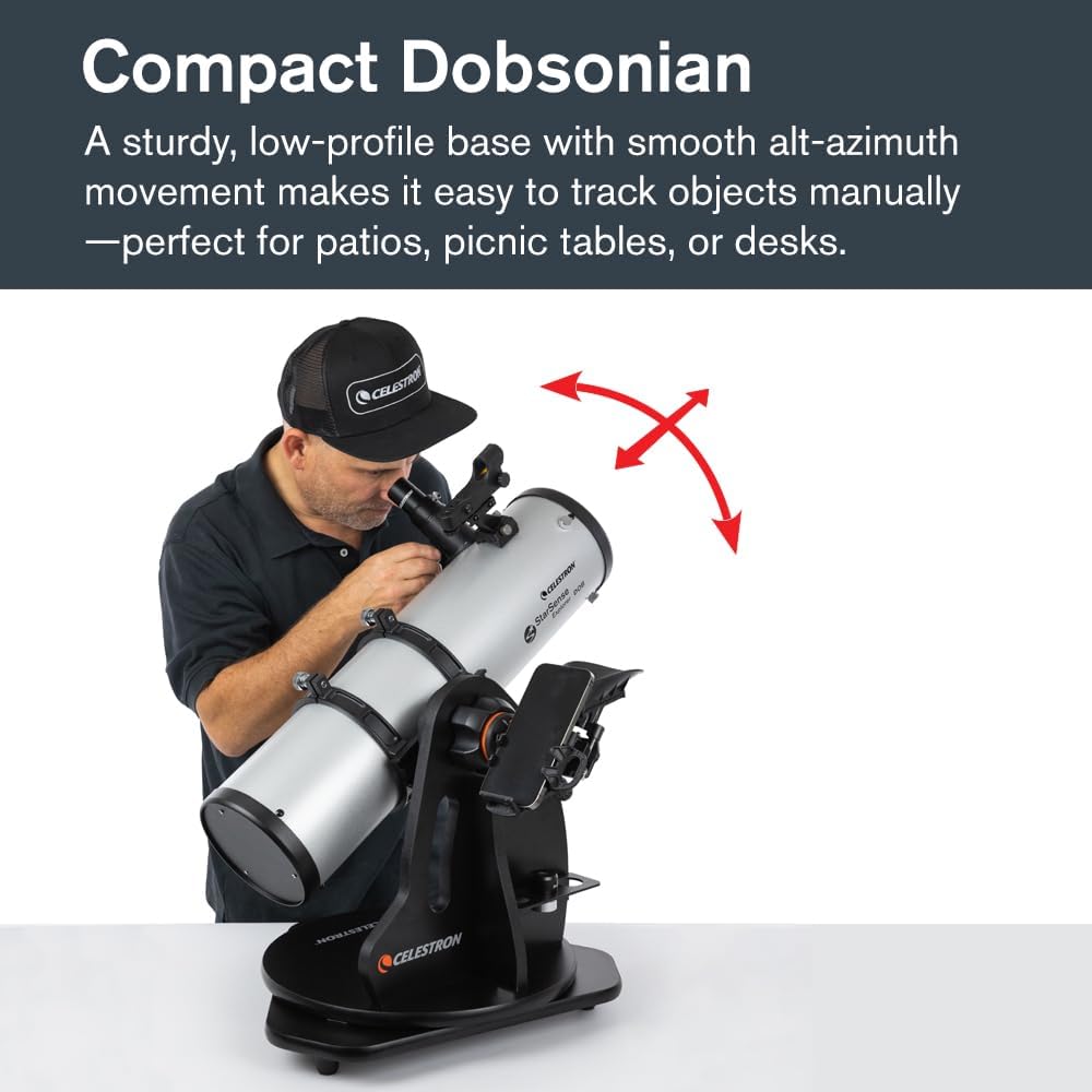 Celestron StarSense Explorer 130AZ App-Enabled Telescope – 130mm Tabletop Dobsonian with Smartphone Dock & StarSense App – iPhone & Android Compatible – Easy-to-Use for Beginners