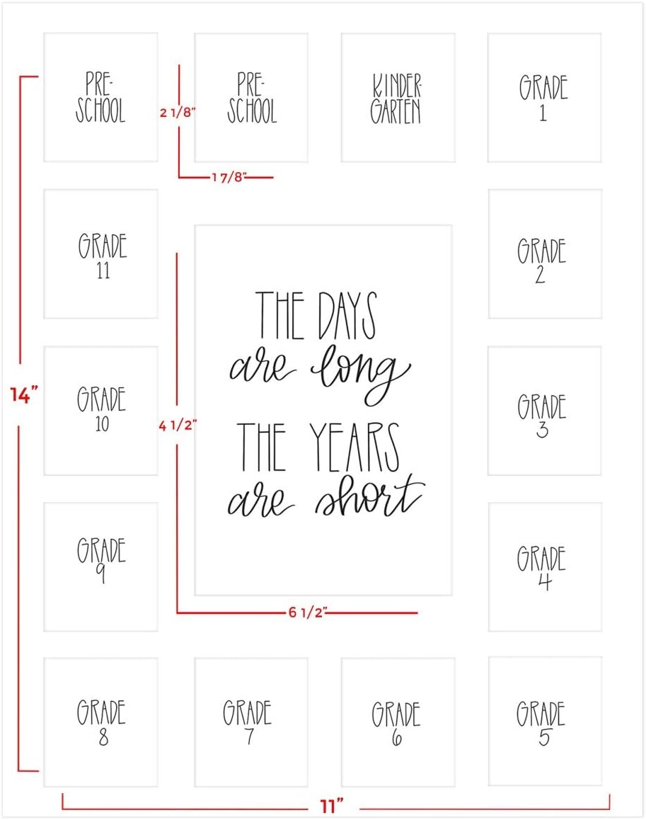 Rustic Red Door Co. School Days Picture Mat - White, 15 Openings, 2 Pre-School - 12th Grade