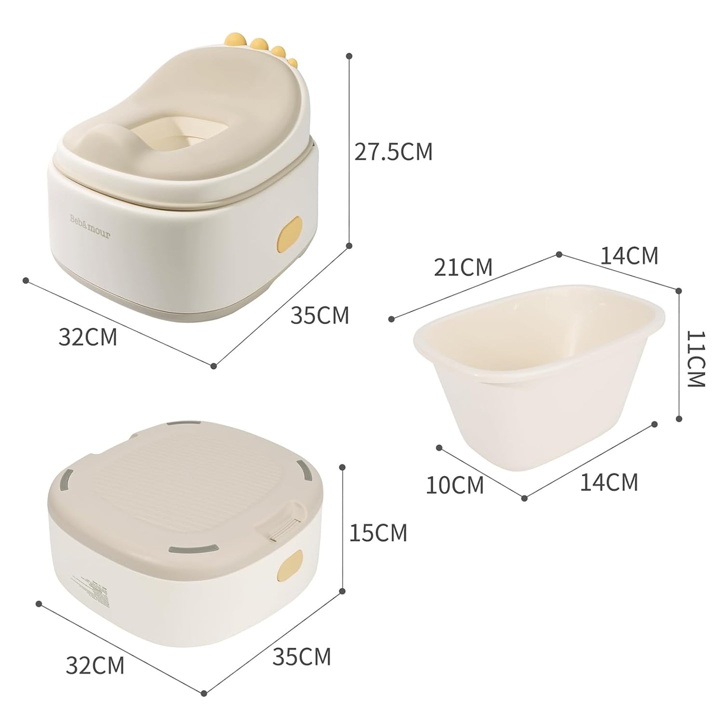 Bebamour Toddler Potty Training Toilet 3 in 1 Versatile Toilet Seat & Step Stool & Potty Chair Portable Potty Trainer for Boys & Girls with with 100 Pack Trash Bags (Dinosaur Coffee)