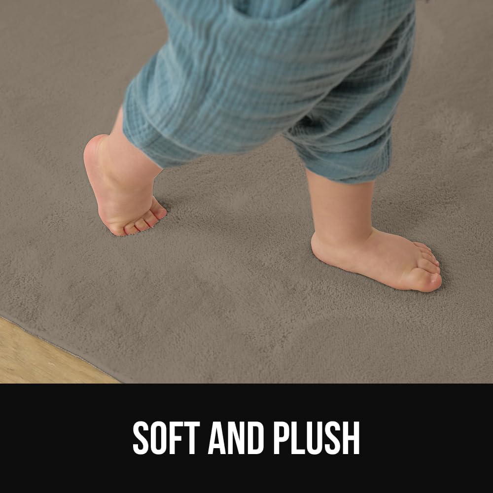 GORILLA GRIP Ultra Soft Washable Area Rug, 5x7, Stain and Slip Resistant Plush Thick Carpet for Bedroom Living Room, No Shed Floor Rugs, Pet Friendly, Dorm Essentials, Kids Nursery Home Decor, Taupe