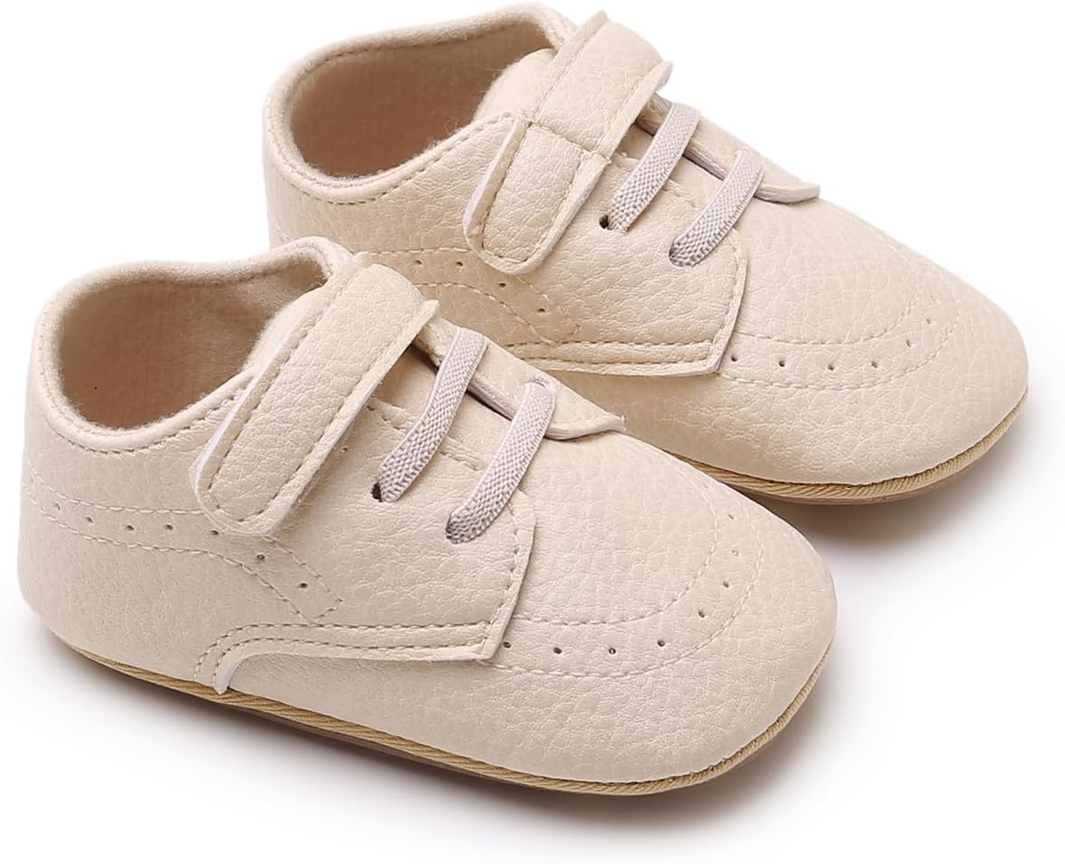 SOFMUO Baby Boys Girls High Top Ankle PU Leather Sneakers Soft Rubber Sole Infant Moccasins Newborn Oxford Loafers Anti-Slip Toddler Wedding Uniform Dress Shoes