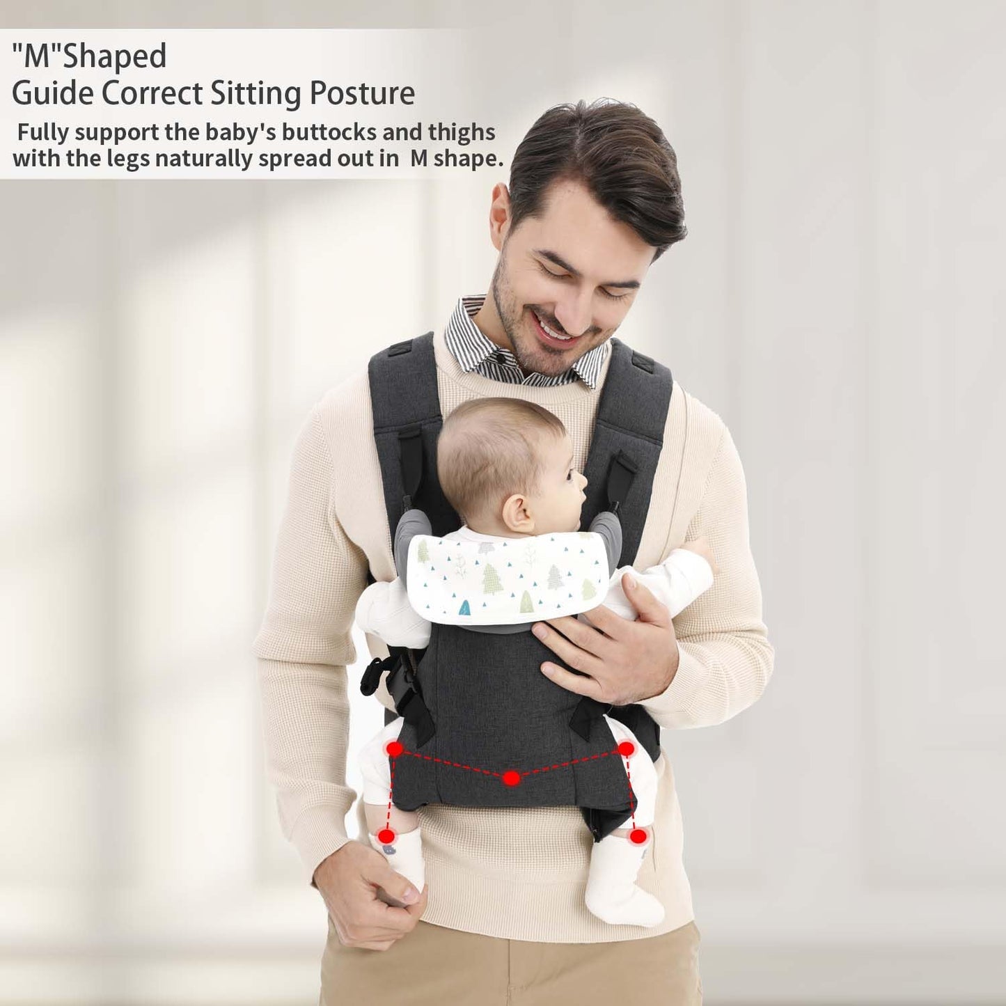 Baby Sling Carrier,4-in-1 Ergonomic Baby Backpack Front Carrier,Newborn to Toddler Wrap Lightweight Adjustable Baby Sling,Black
