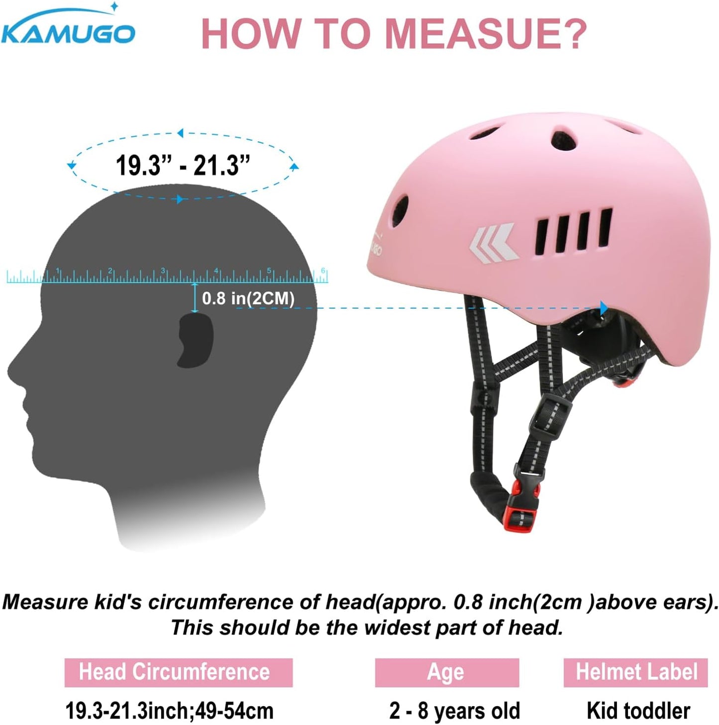 KAMUGO Kids Bike Helmet Set, Toddler Helmet for Ages 2-8 Boys Girls with Sports Protective Gear Set Knee Elbow Wrist Pads for Skateboard Cycling Scooter Rollerblading