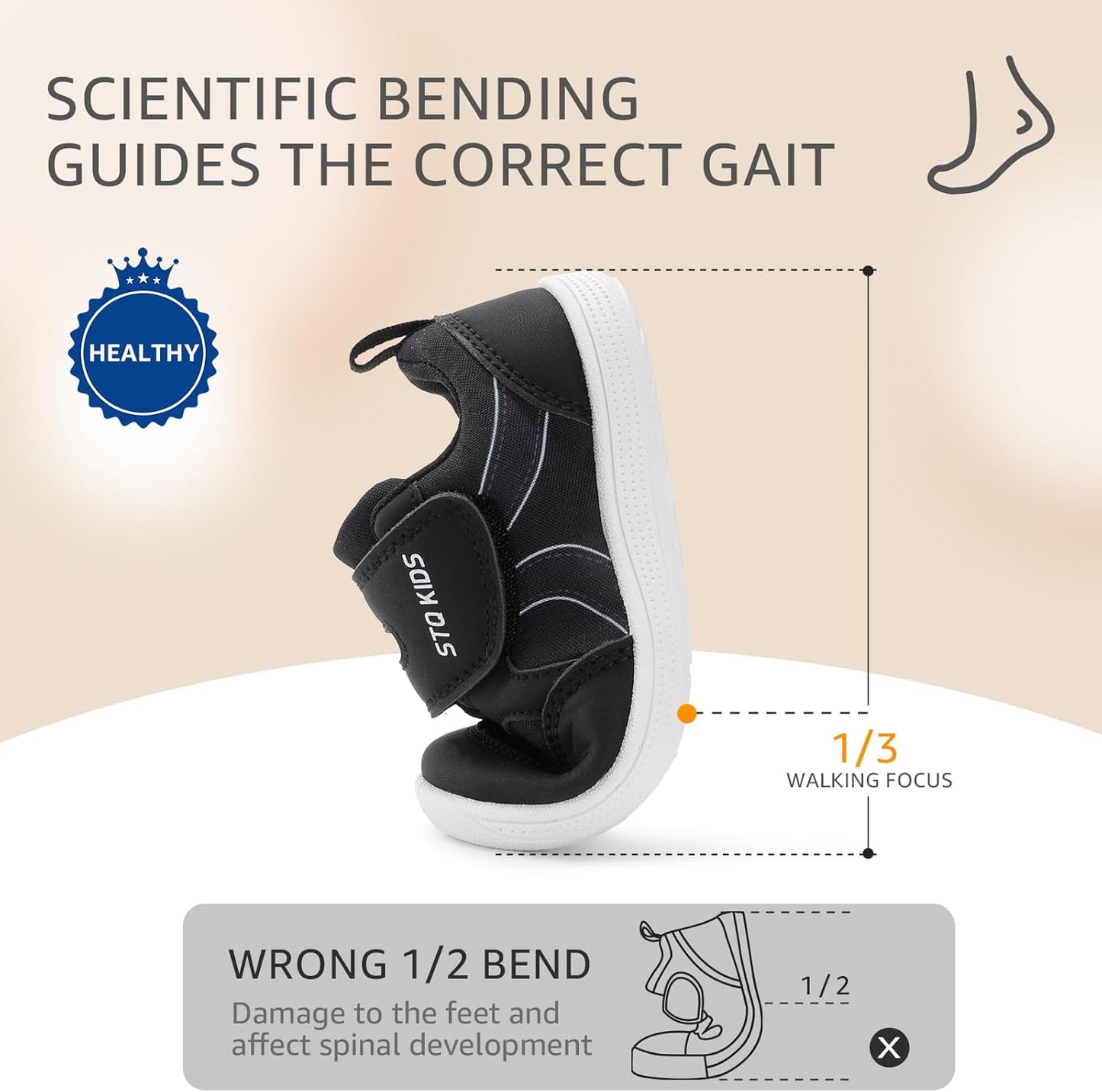 Toddler Wide Toe Box Barefoot Shoes Boys Girls Sneakers Kids Tennis Shoes Preschool Non Slip Lightweight Comfortable First Walking Shoes Running Outdoor Activities