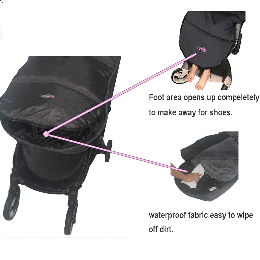 Funlife Anti-Kick Waterproof High Performance Winter Stroller Footmuff Fits All Travel Gear,Front Piece Height Adjustable and Removable,M6-4T