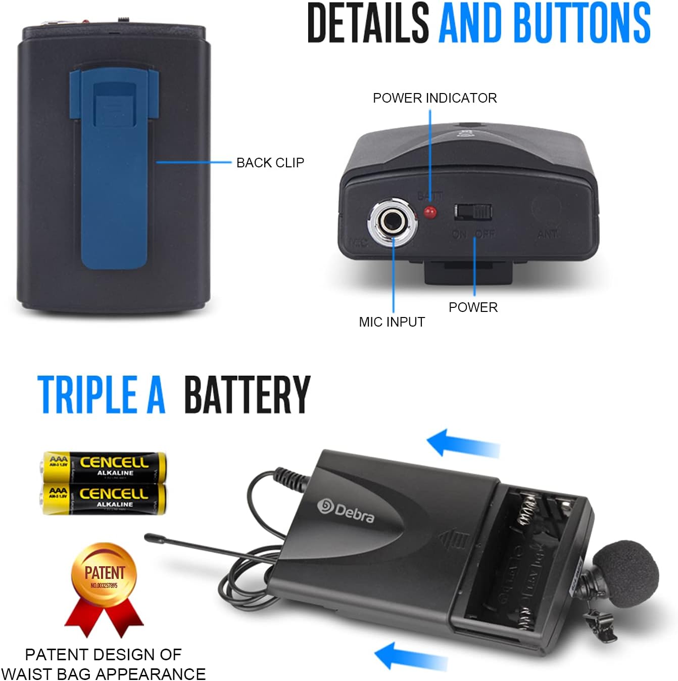 D Debra Audio D-440 UHF 4-Channel Wireless Microphone System with 4 Cordless Mics, Home Karaoke KTV Set, Ideal for Party, Church, Weddings, Stage, DJ, Outdoor, 300 Ft (4 Bodypack)