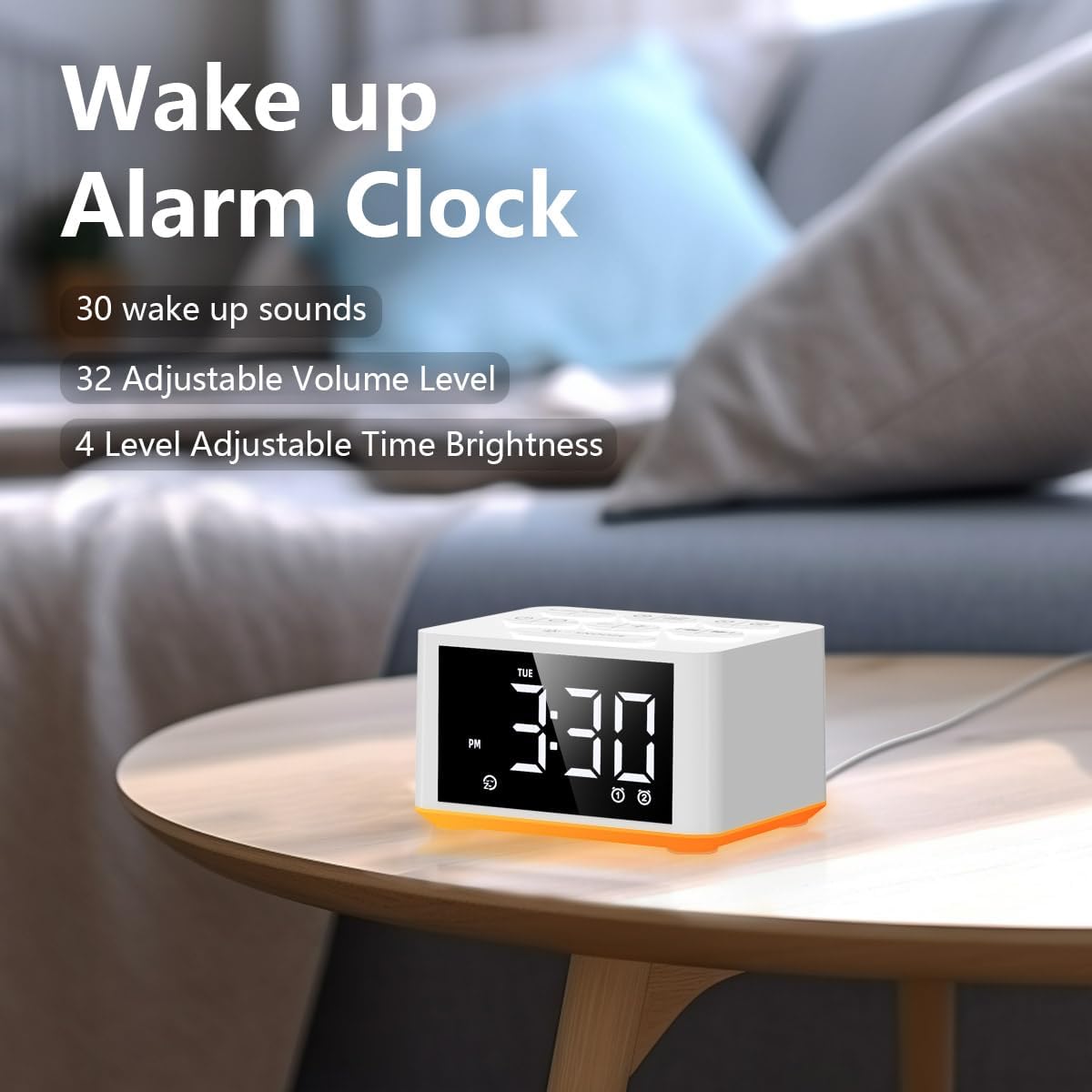 【3 in 1】 Sound Machine Dual Alarm Clock Night Light White Noise Machine 27 Sleeping Sounds for Adults Kids Precise 32 Level Volume Sleep Timer Memory Function Digital Clock with 30 Wake Up Sounds