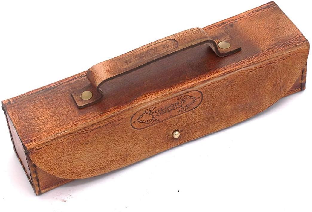 RII Antique Decor Spyglass, Pirate Telescope with Leather Case, Handheld Telescope for Adventure Enthusiasts, Monocular Nautical Decor for Gifting, Travellers, Dolland London, 12"