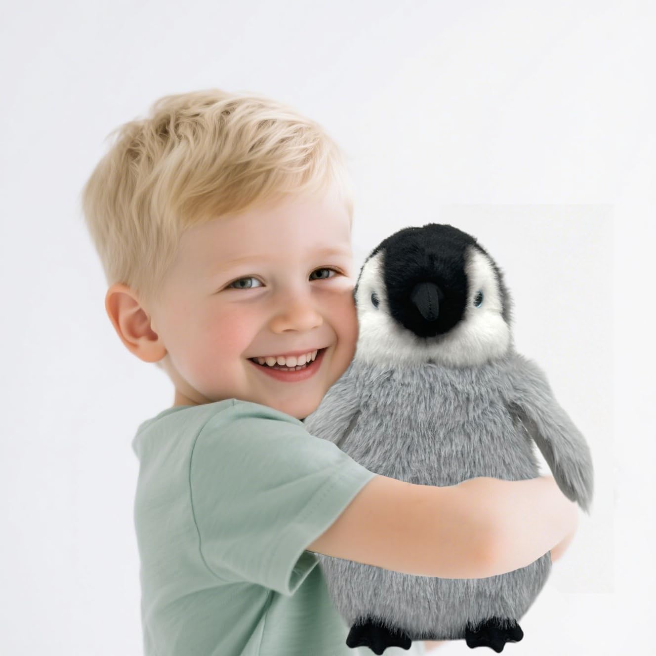 Realistic Baby Penguin Stuffed Animal 10" - Flapping-Wing Penguin Plush Interactive Toy for Kids (Squeeze Belly to Play)