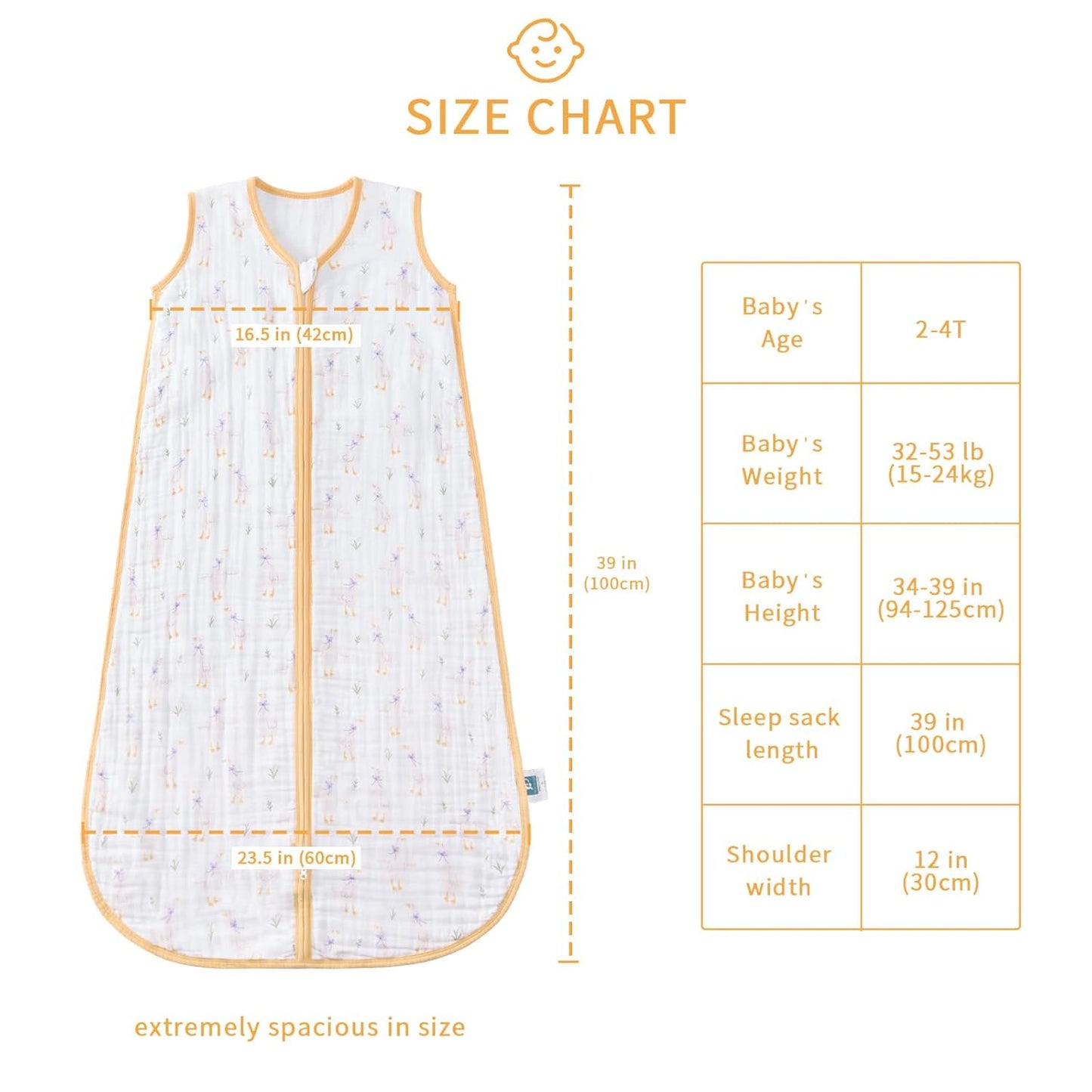 Baby Sleep Sack 2-4 T Baby Wearable Blanket 100% Organic Cotton 0.5 TOG Toddler Sleep Sacks 2- Way Zipper Soft 4 Layers 2T 3T 4T Goose