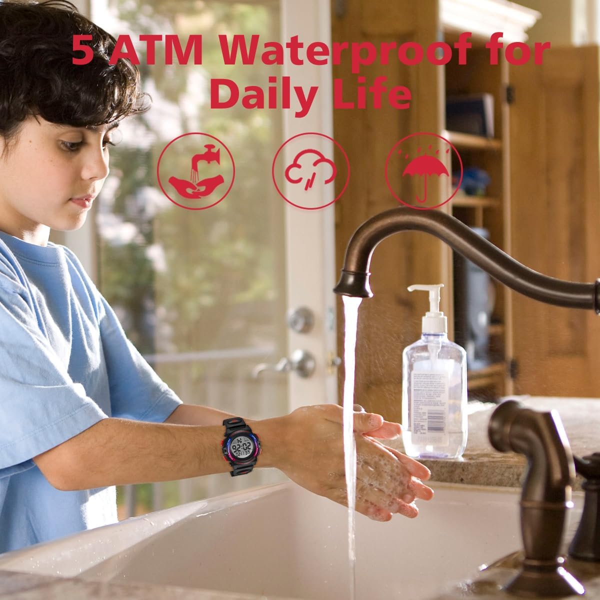 Kids Watch,Boys Watch for 3-15 Year Old Boys,Digital Sport Outdoor Multifunctional Chronograph LED 50 M Waterproof Alarm Calendar Analog Watch for Children with Silicone Band,Kids Gift