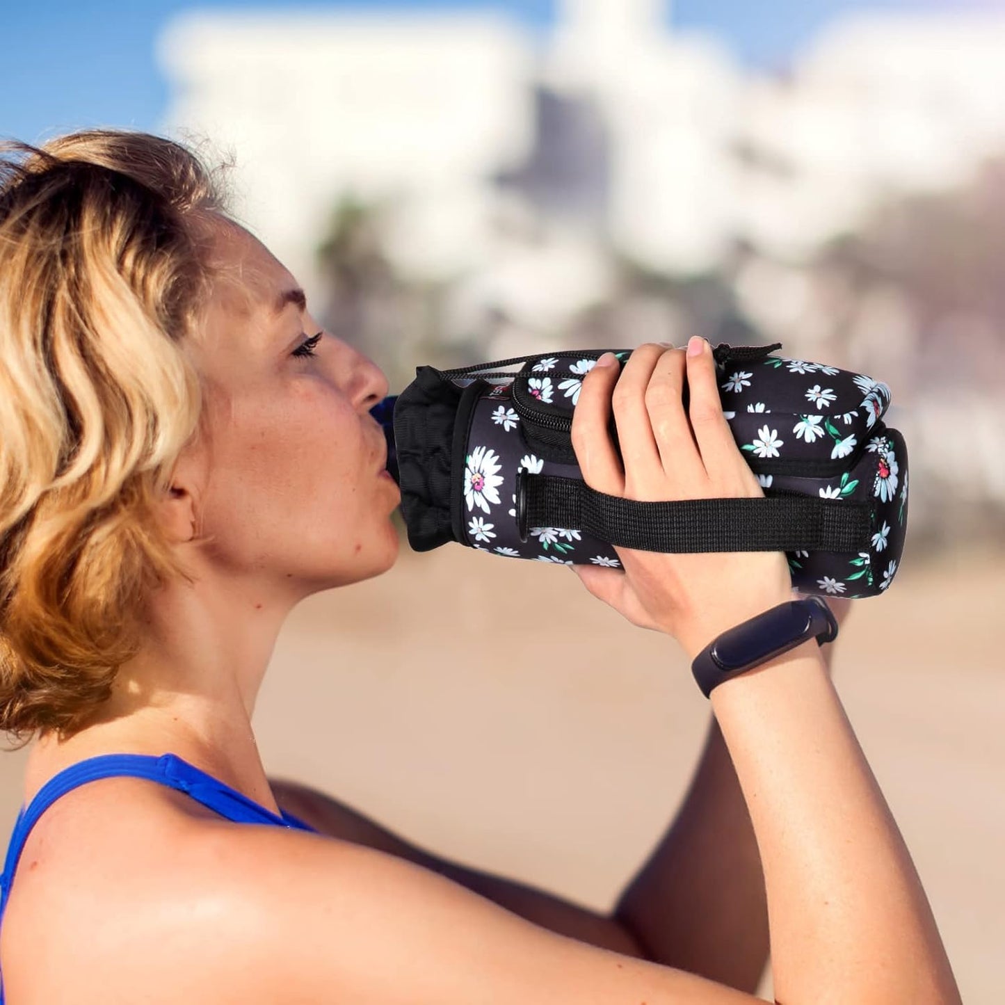 AUPET Water Bottle Sling Bag Sleeve Holder Carrier 25/32/40/64 oz,Insulated Crossbody Water Bottle Case Cover with Strap and Pockets for Men/Women Walking Hiking