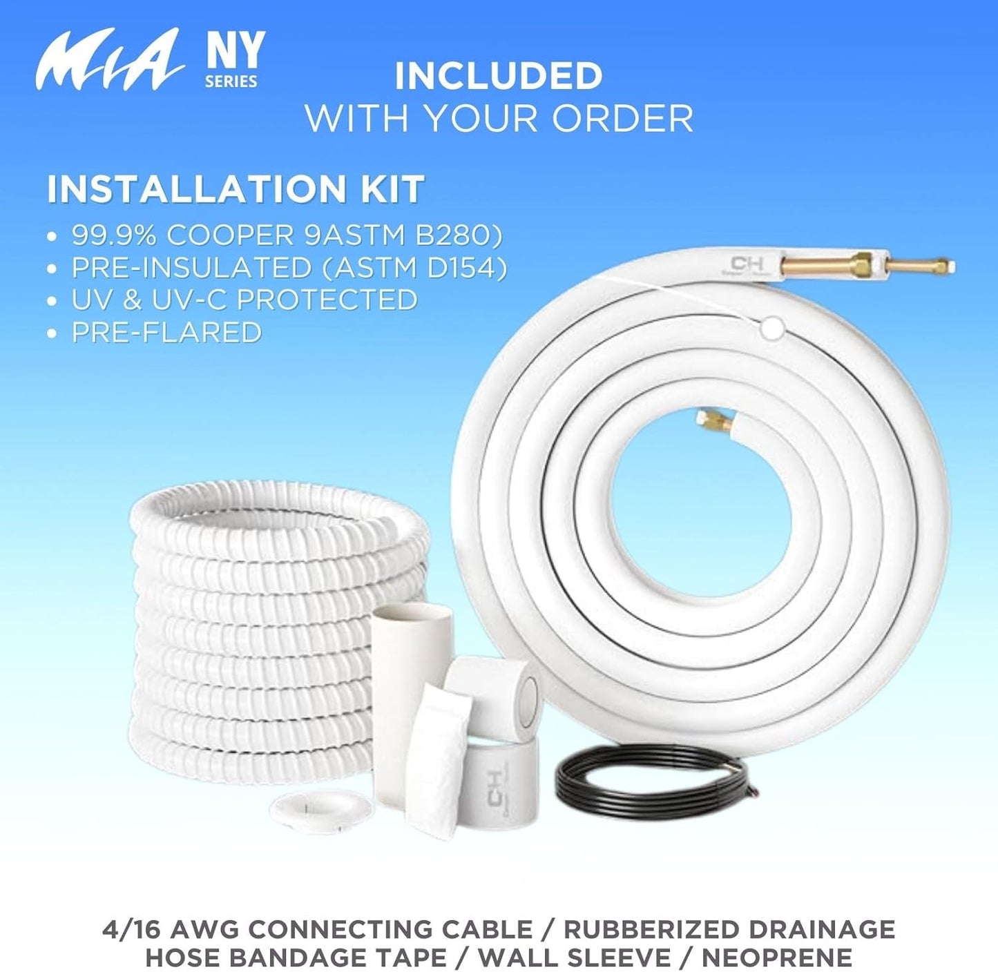 Cooper & Hunter 24,000 BTU, 230V, 17 SEER Ductless Mini Split AC/Heating System Pre-Charged Inverter Heat Pump with 16ft Installation Kit