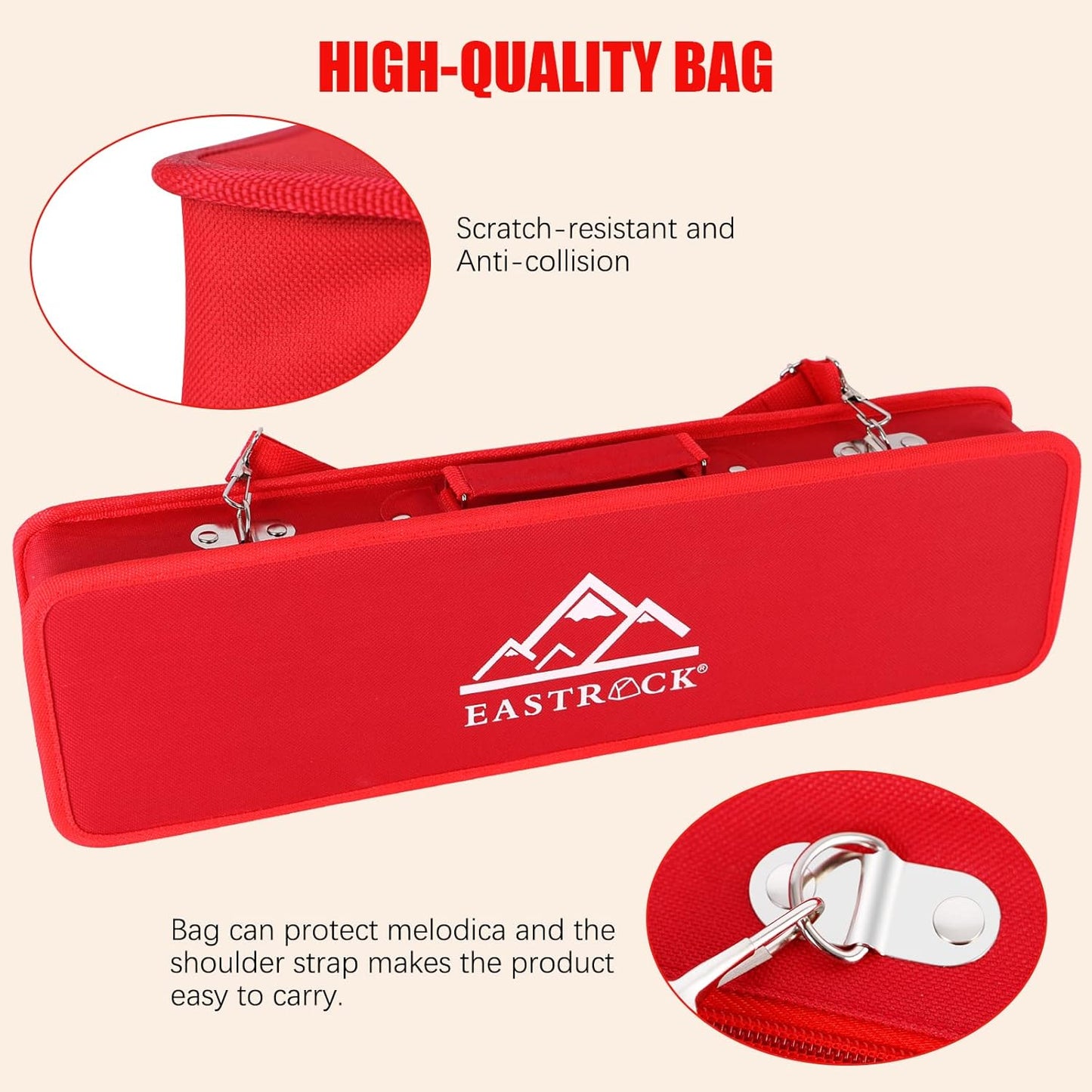 EastRock 37 Key Melodica Instrument Air Piano Keyboard Soprano style Pianica with Mouthpiece Tube Sets and Carrying Bag Black