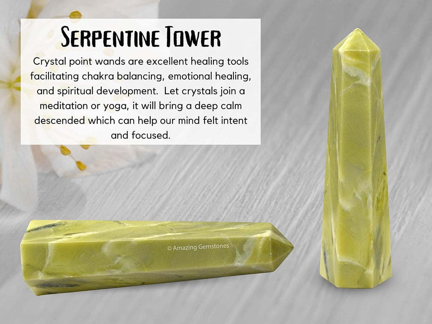 Amazing Gemstone Serpentine Crystal Towers - Natural Healing Crystal Point Obelisk for Reiki Healing and Crystal Grid (2 Inch to 3 Inch)