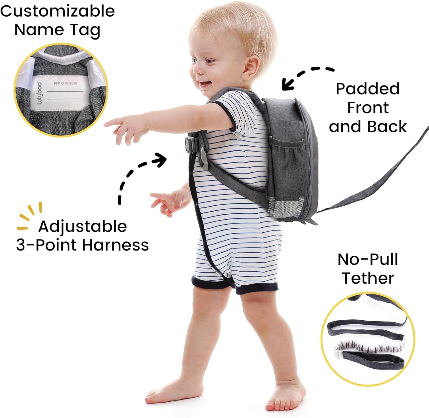 Lulyboo Toddler Backpack Leash - Baby Walking Harness & Anti-Lost Wrist Tether - Kids Backpack 5 Storage Pockets and 2 Adjustable Child Leashes for Kids 1, 2,3,4,5,6,7 Years Old - Ultra-Soft - Panda