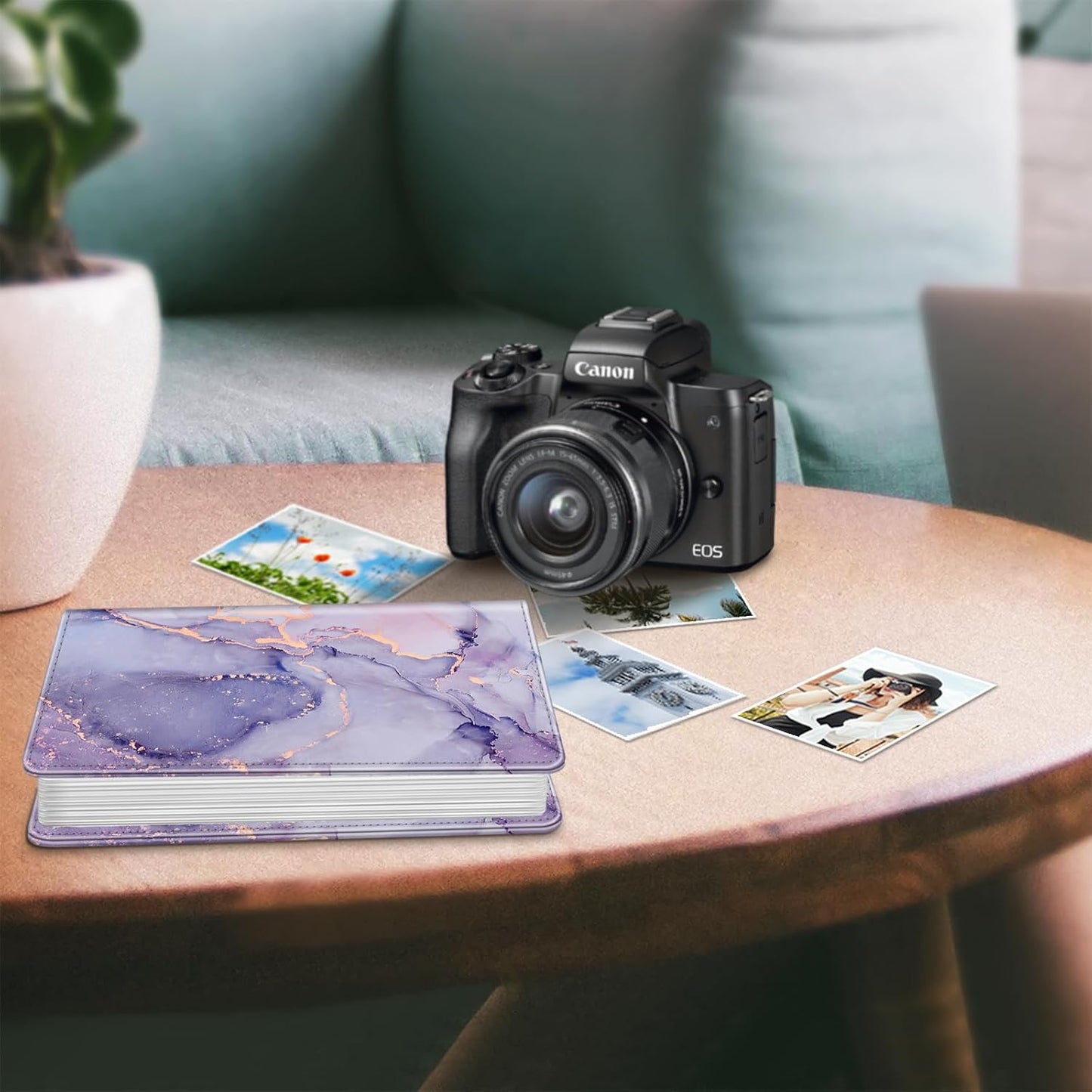 Fintie Photo Album for 4x6 Photos - 112 Pockets Vegan Leather Cover Memory Albums Book for Birthday Family Anniversary Vacation Pictures, Lilac Marble