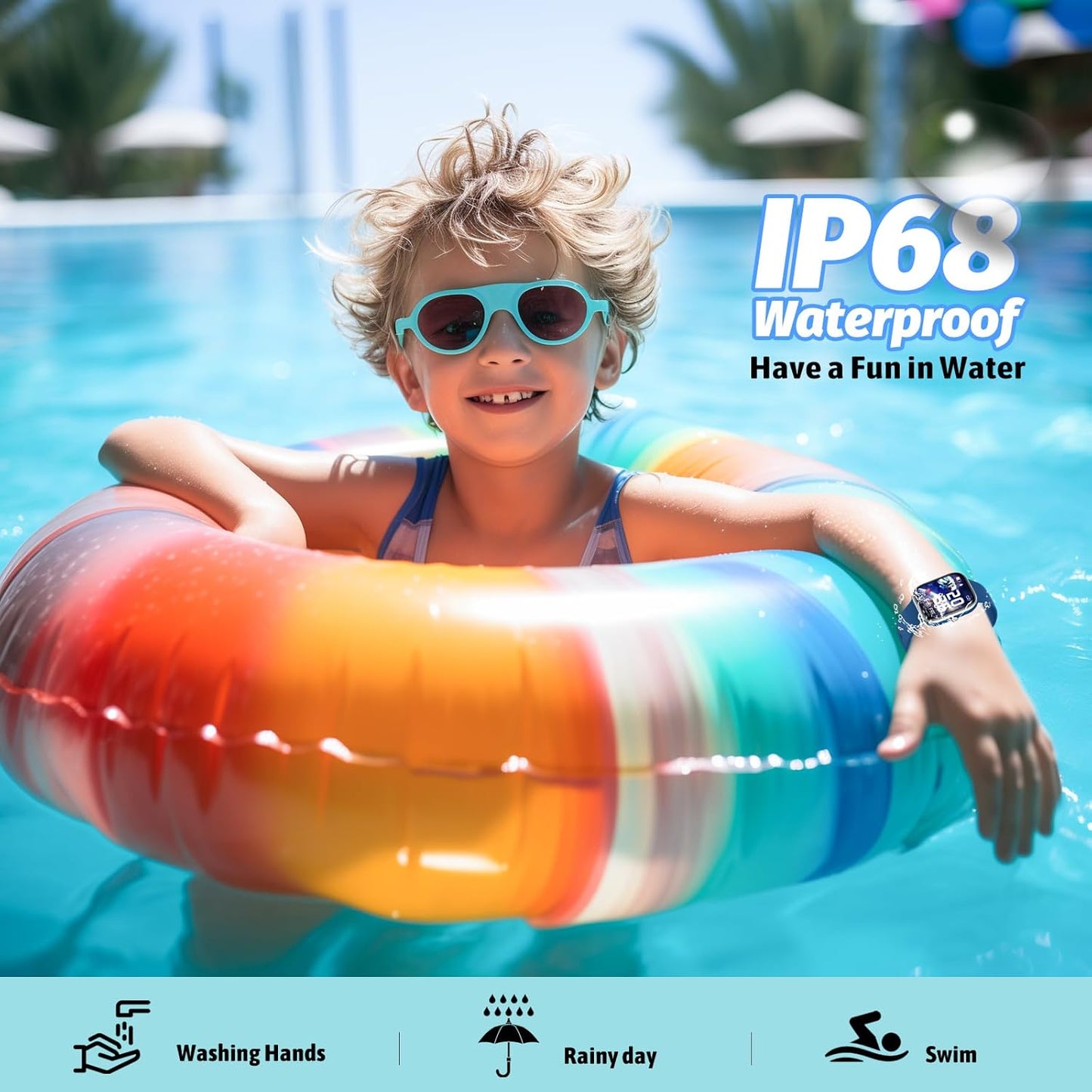 Smart Watch for Kids Fitness Tracker No Phone/APP Needed,19 Sport Mode,1.5" DIY Dial,IP68 Waterproof,Sleep Monitor,Pedometers,Heart Rate,Great Birthday Gift for Boys Girls Teens 6-14 Year Olds (Blue)