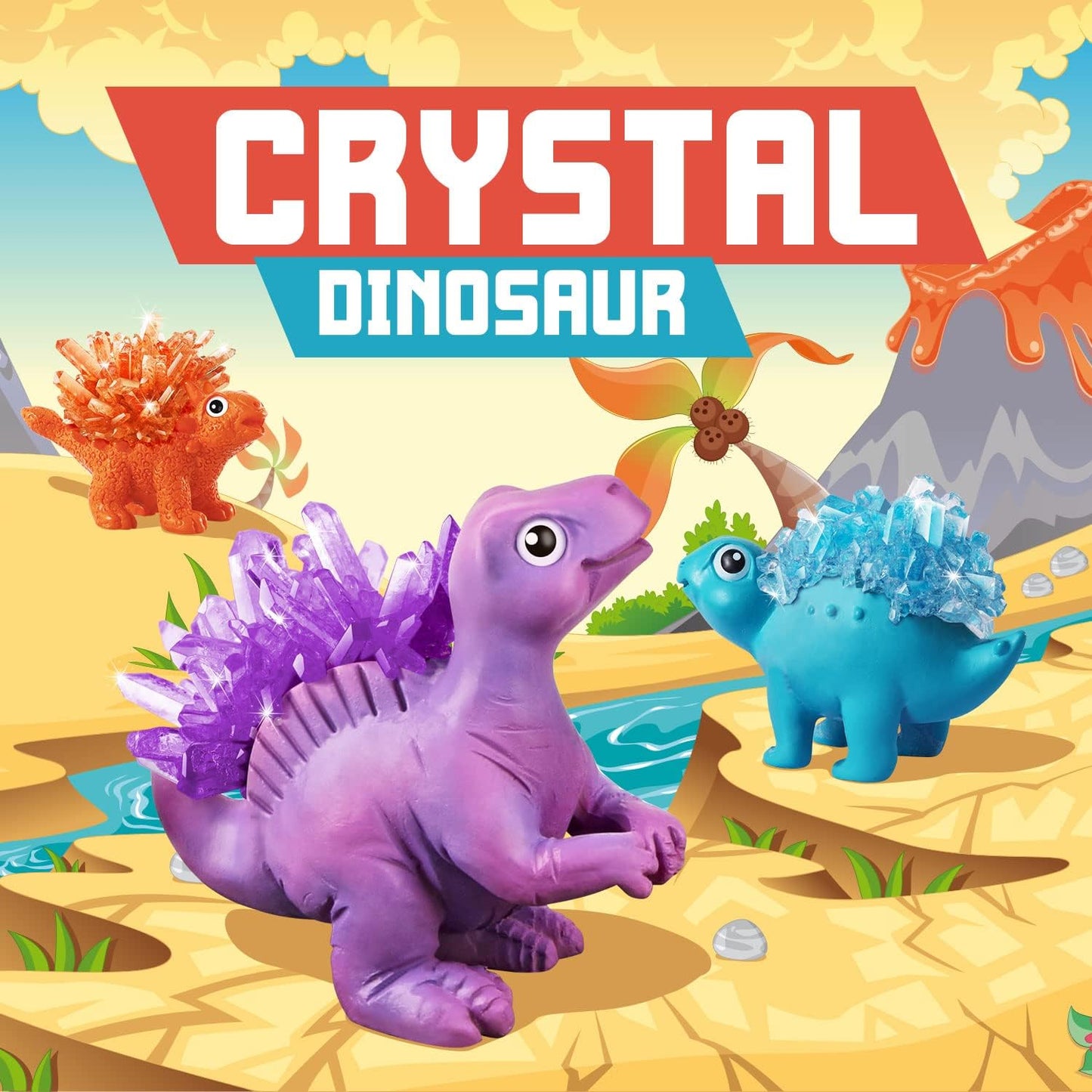 XXTOYS Crystal Growing Kit for Kids - 3 Vibrant Colored Dinosaurs to Grow - Science Kits for Kids Age 6-8, Great Gifts Toys for Boys & Girls 8-12, STEM Projects for Kid