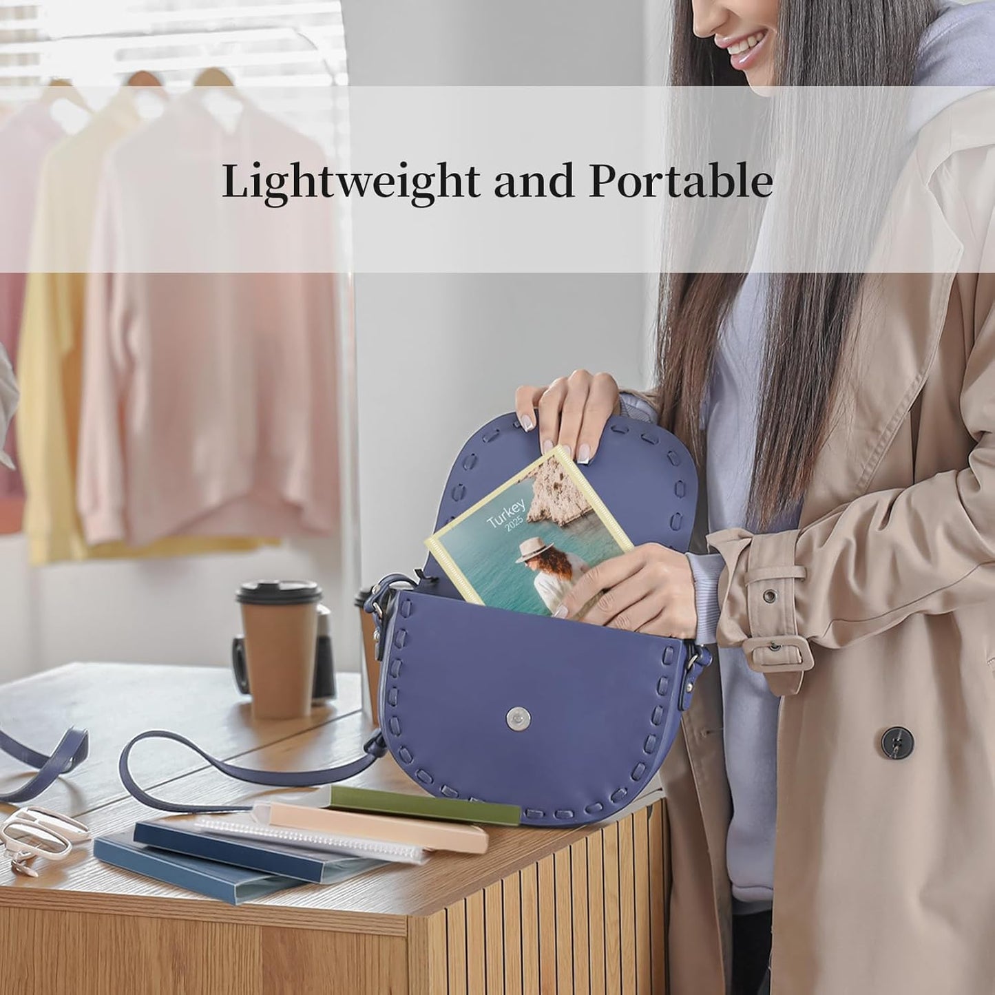 Vienrose Small Photo Album for 4x6 Pictures – 26 Pockets Holds 52 Photos, Customizable Plastic Covers, Morandi Color Postcard Album, Wedding Travel Baby Gift – Navy + Gray Blue + Beige (Set of 3)