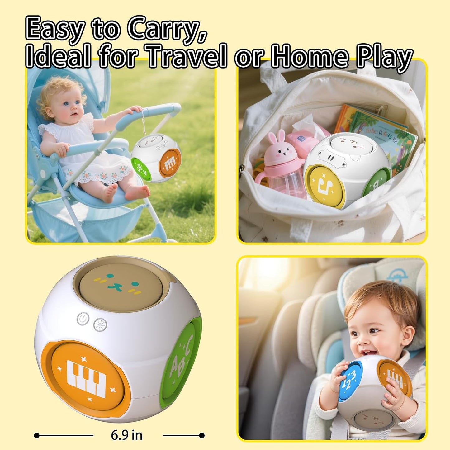 Bilingual Educational Baby Toy - Musical Learning Cube Baby Sensory Cube 6-in-1 with Lights Music for 6-18 Months, Toddler Activity Toy for Home Travel First Birthday Gift for 1 Year Old Boys Girls